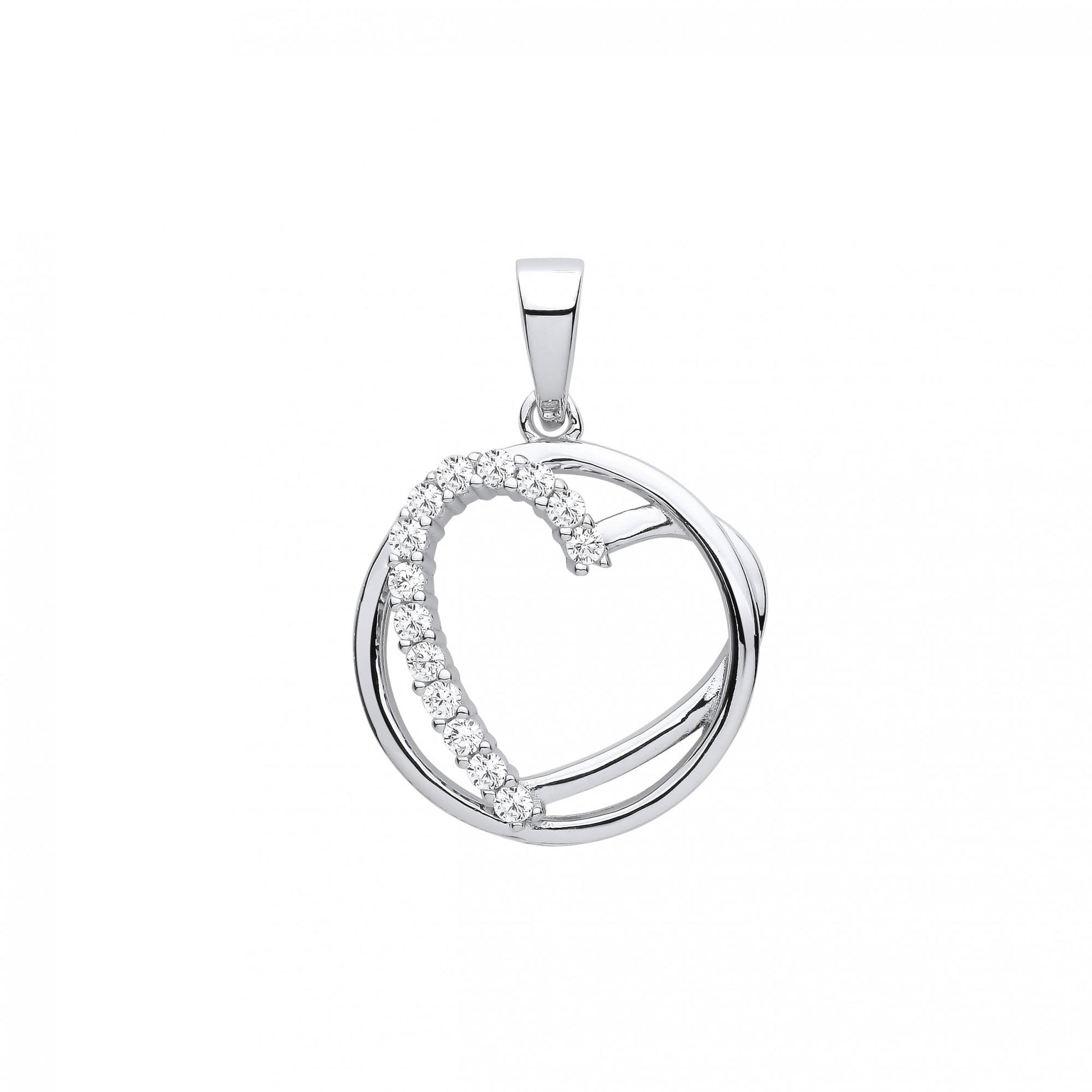 Silver CZ Fancy Heart Pendant