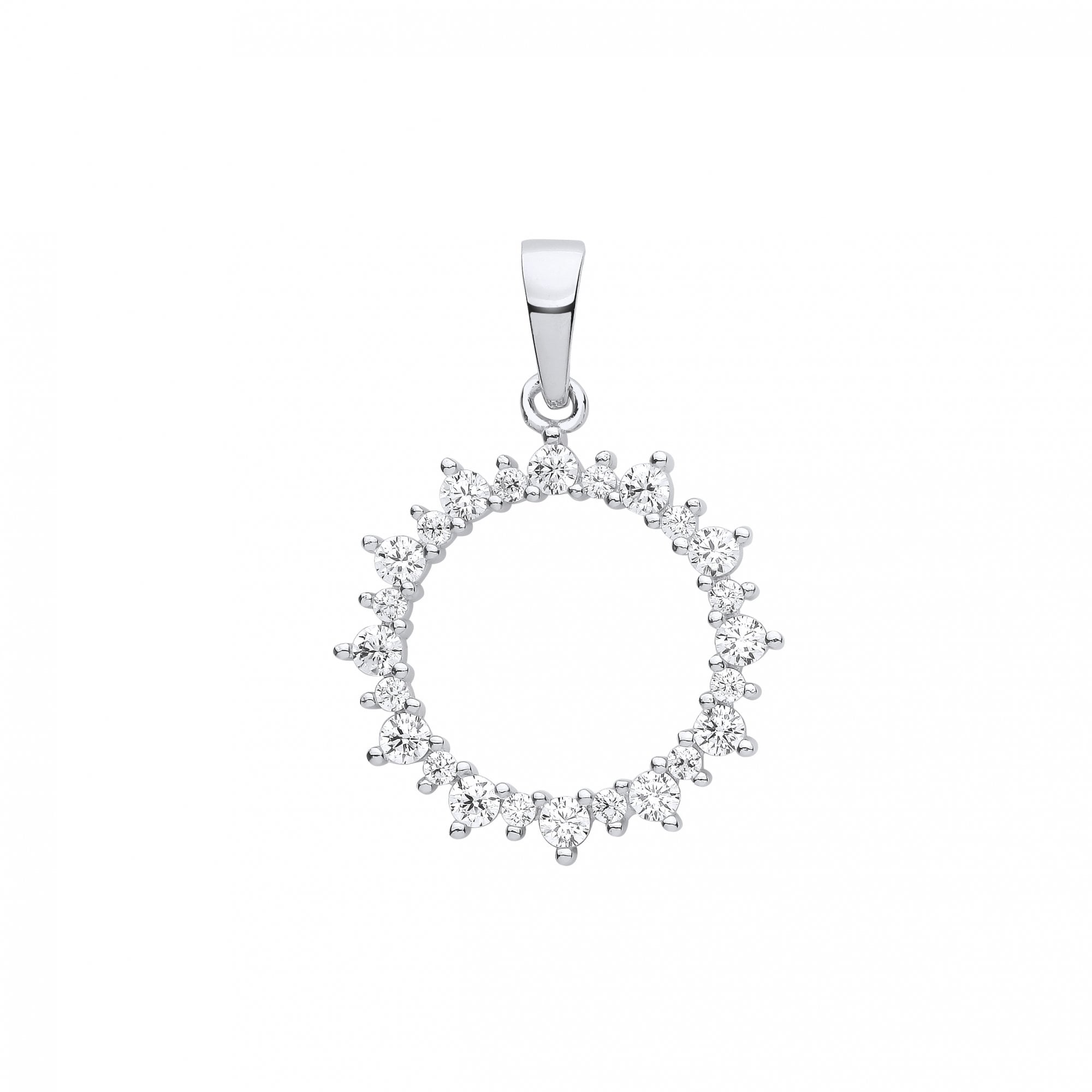 Silver CZ Fancy Circle Pendant