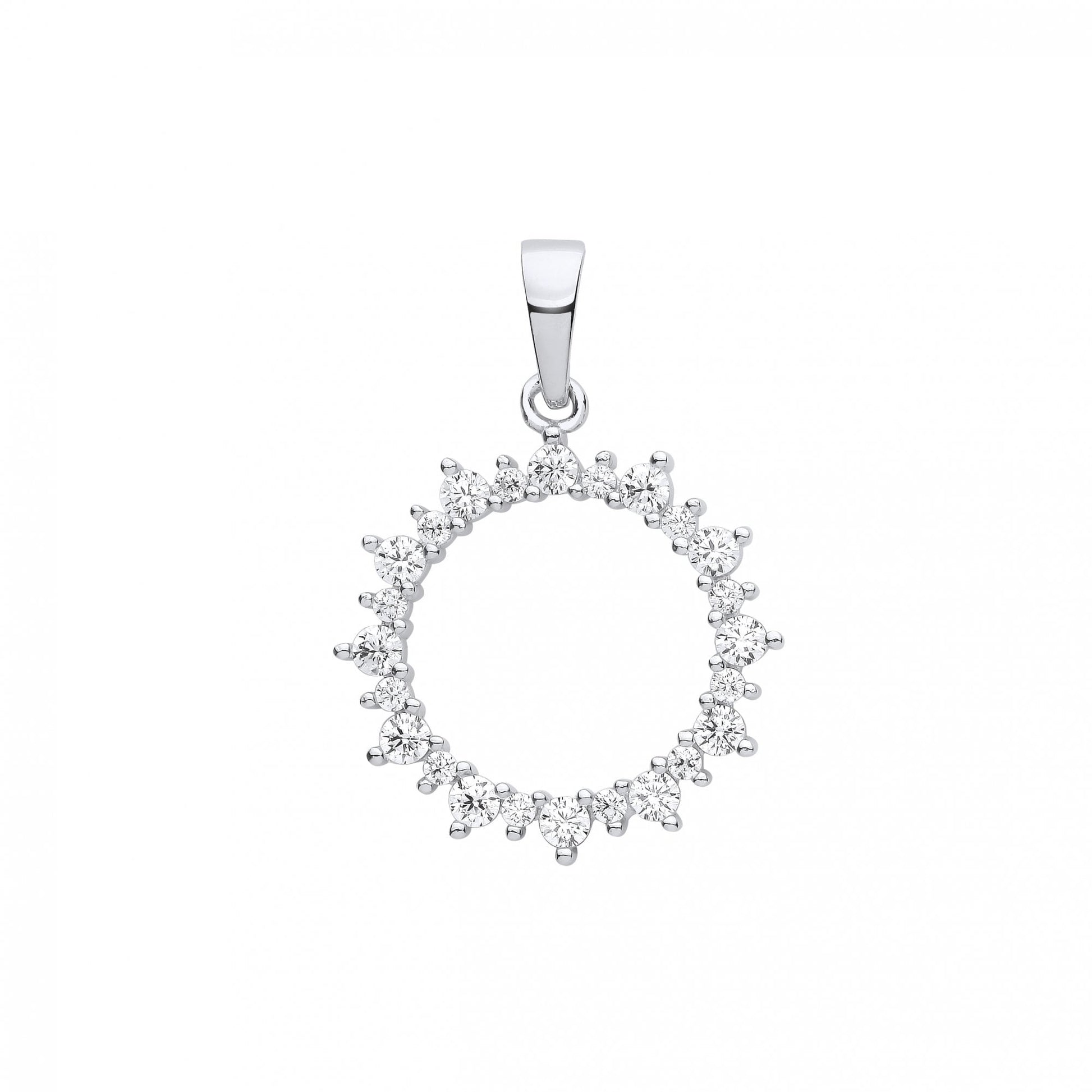 Silver CZ Fancy Circle Pendant