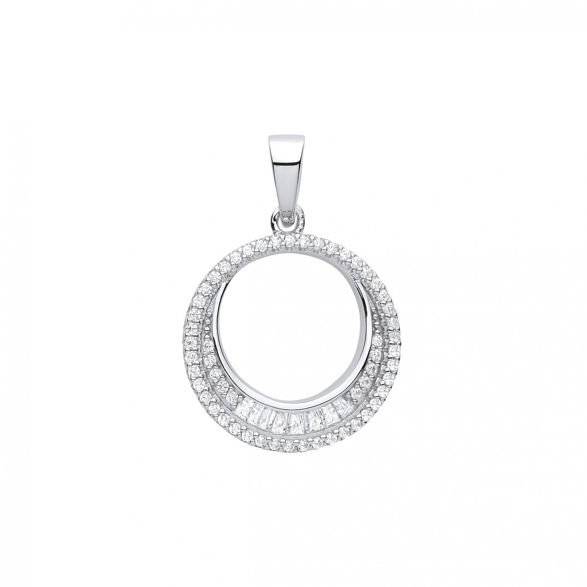 Silver CZ Fancy Circle Pendant