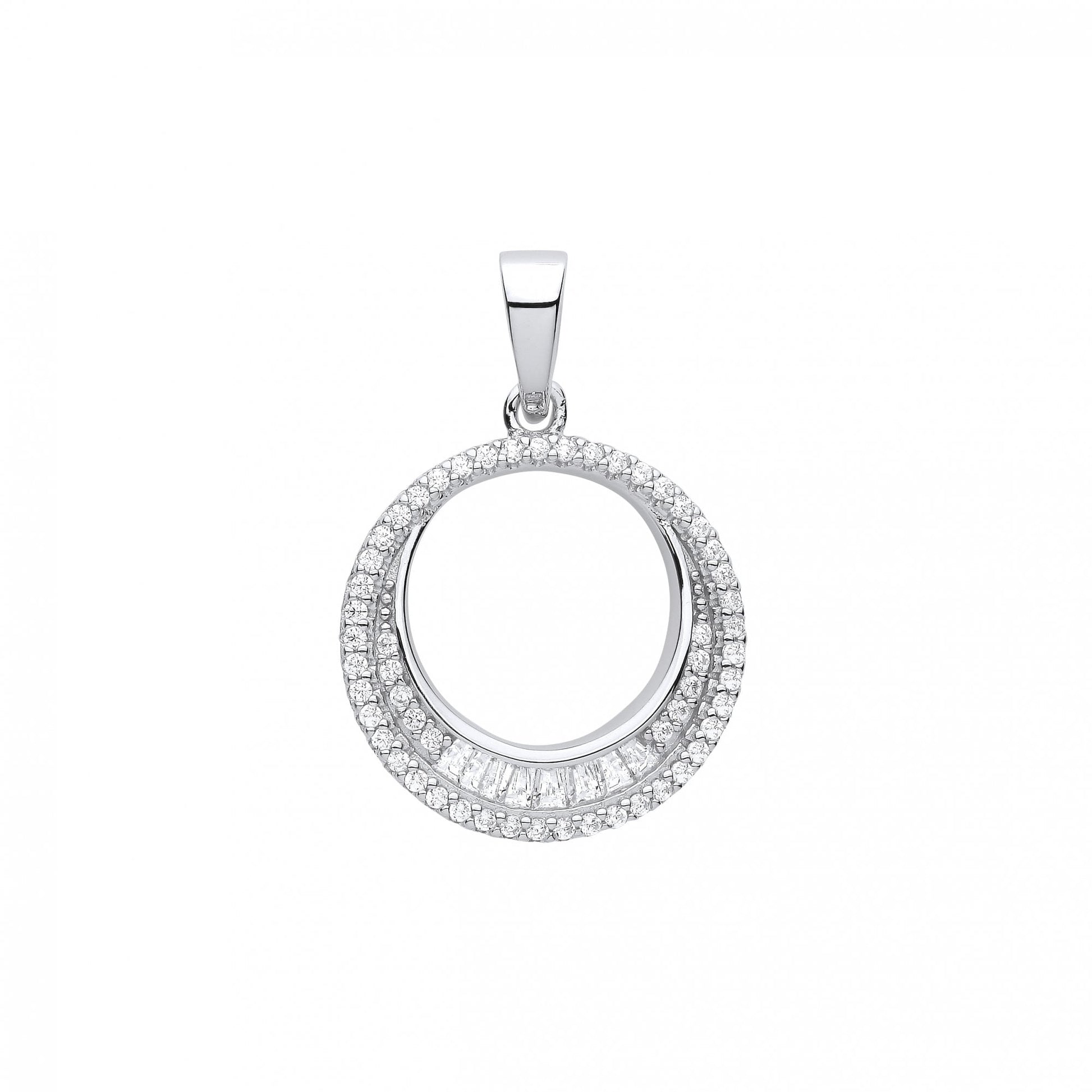 Silver CZ Fancy Circle Pendant