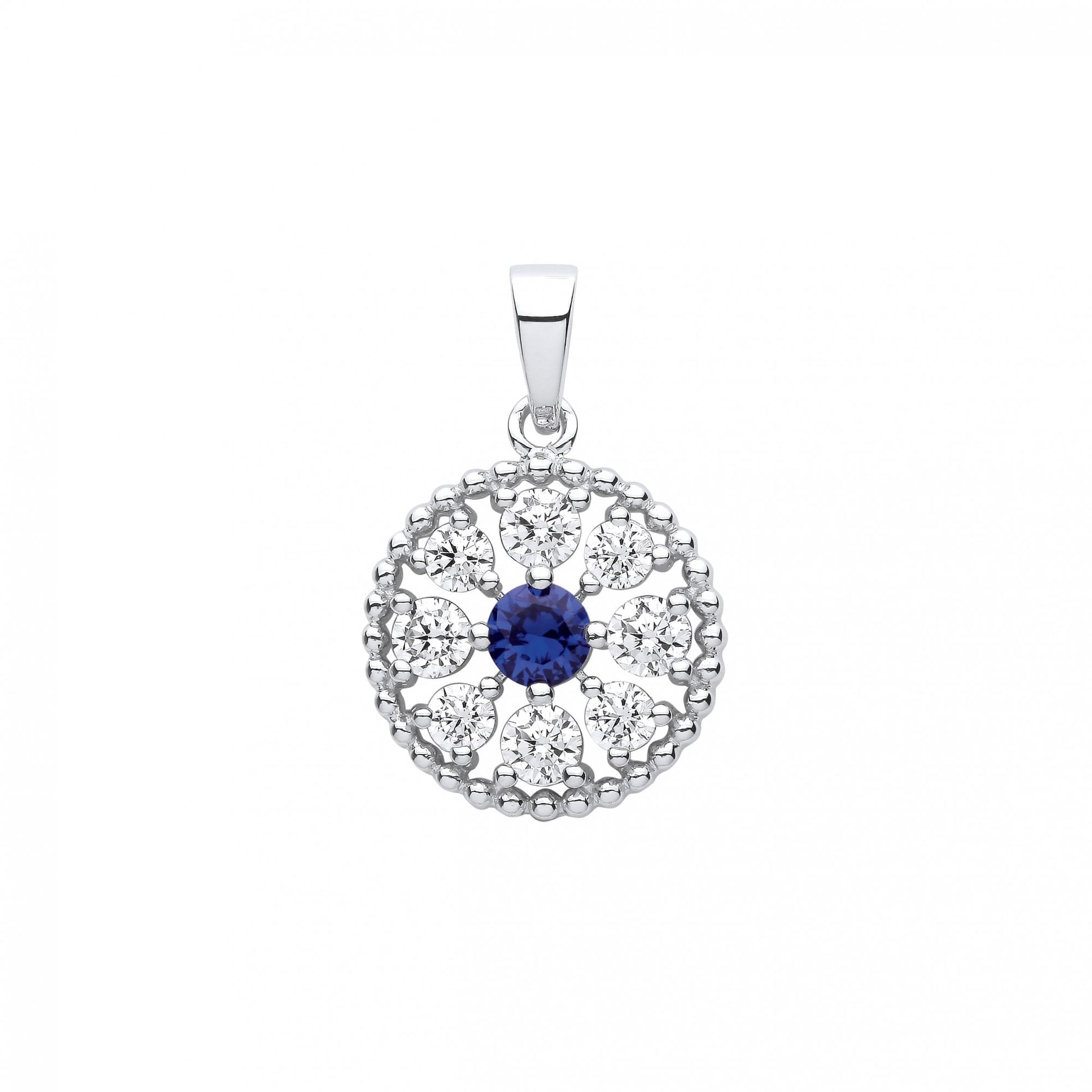 Silver CZ & Sapphire Fancy Pendant