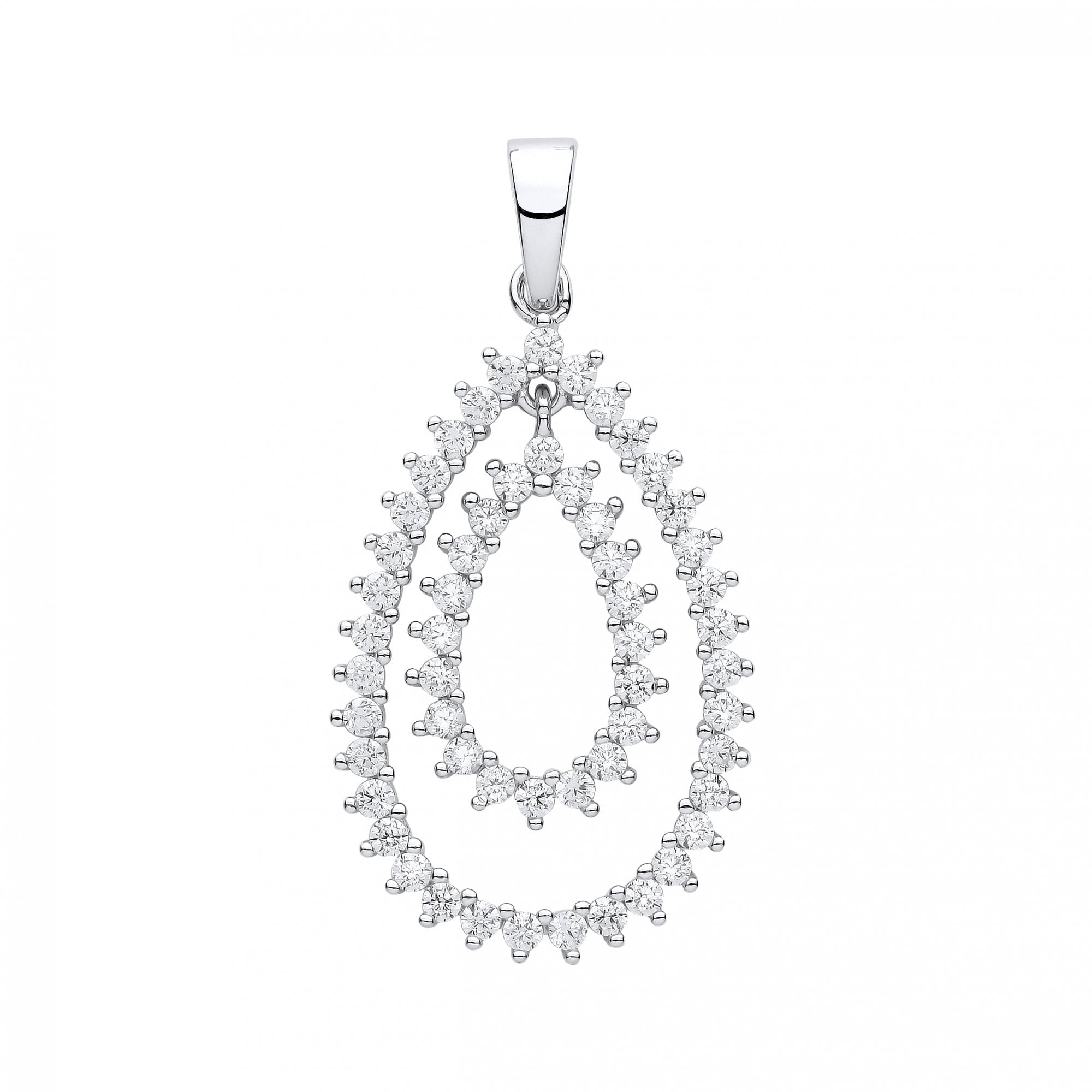 Silver CZ Fancy Pear Drop Pendant