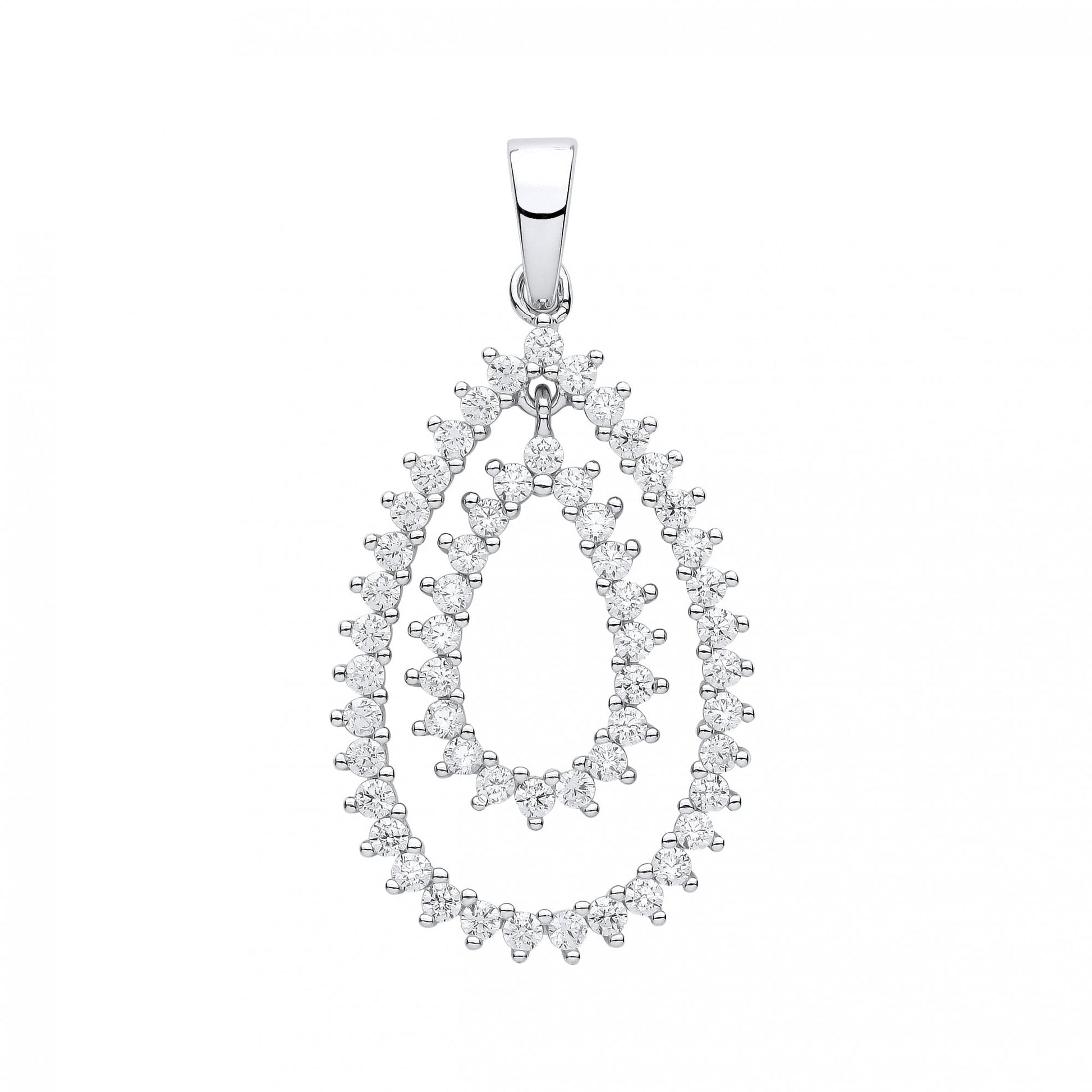 Silver CZ Fancy Pear Drop Pendant