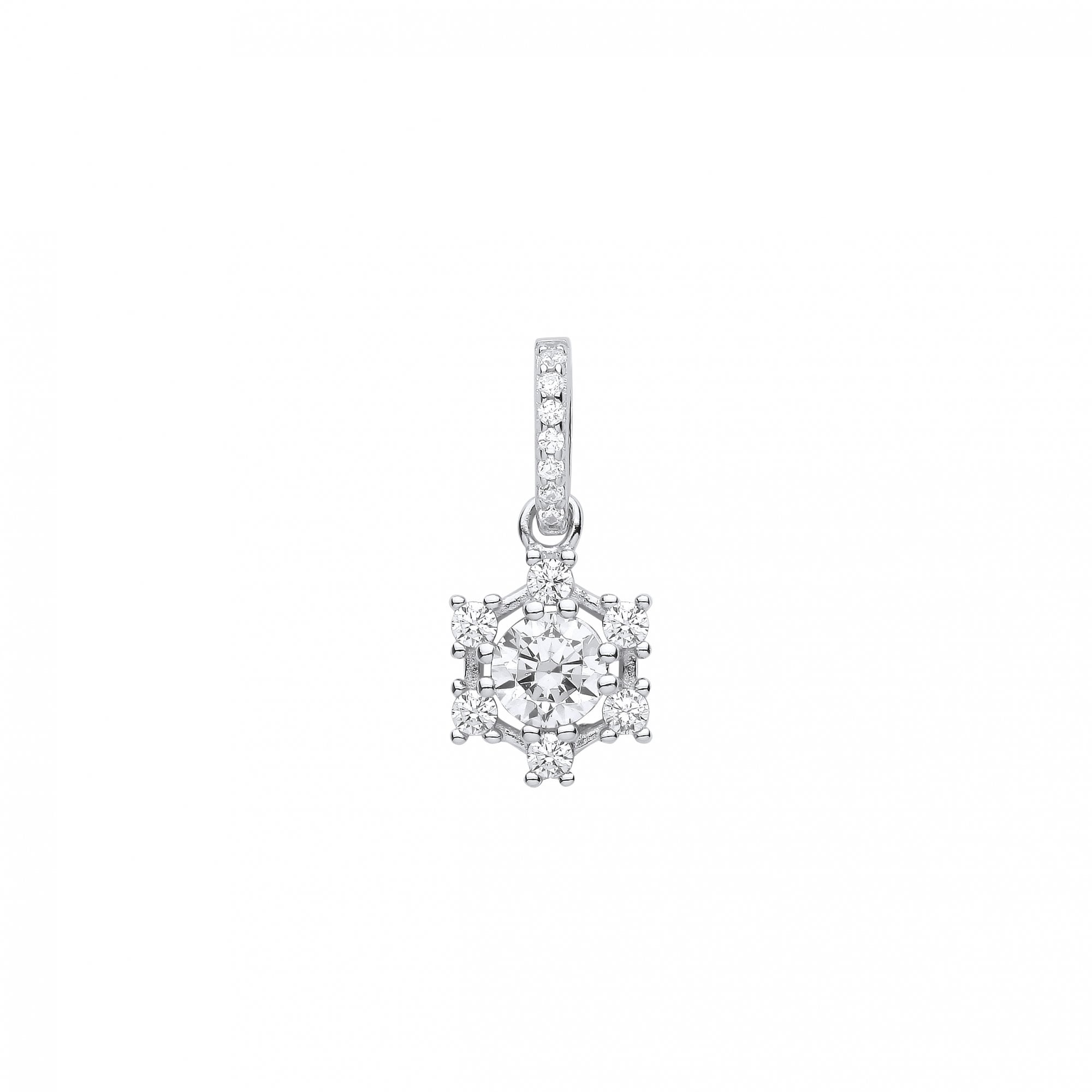 Silver CZ Flower Pendant