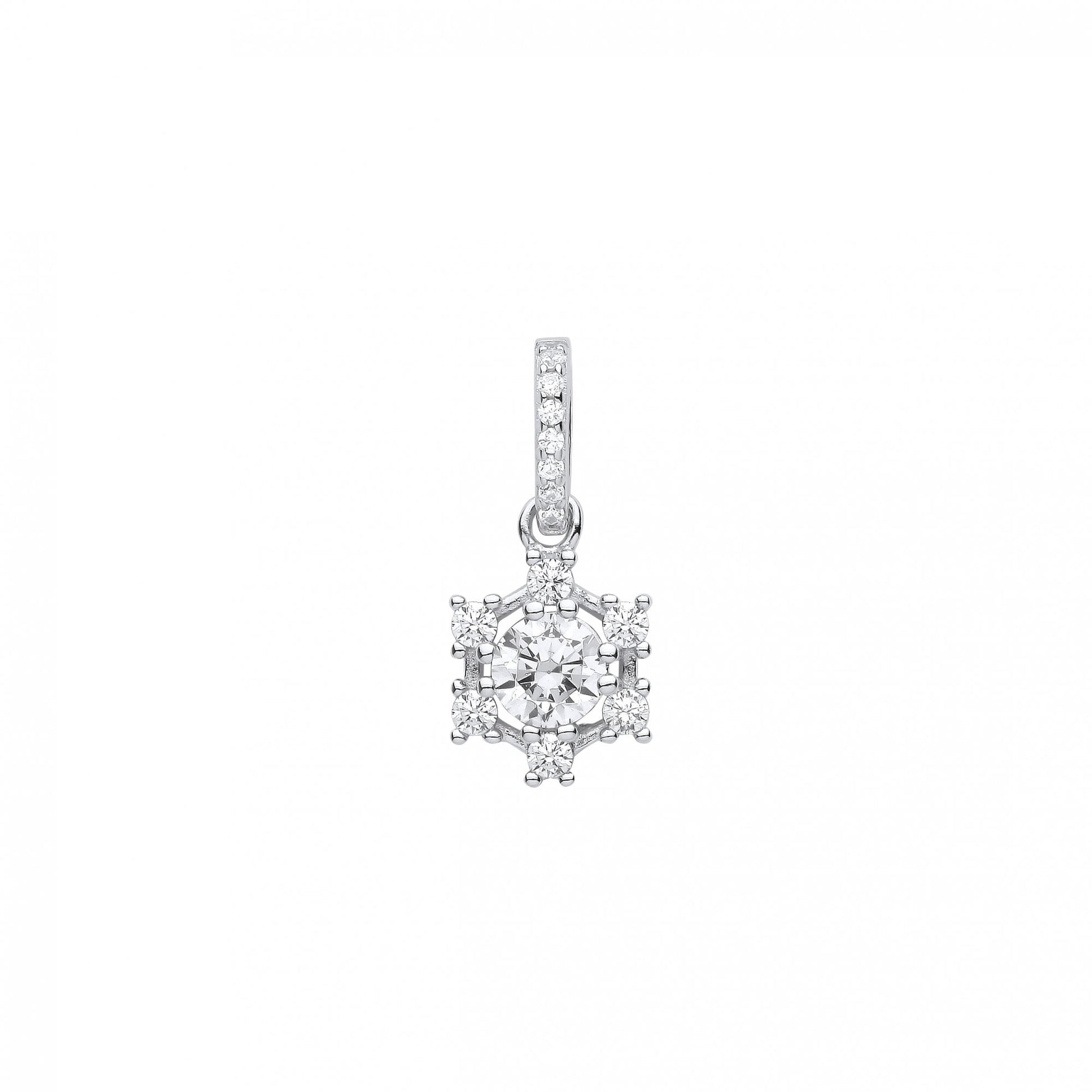 Silver CZ Flower Pendant