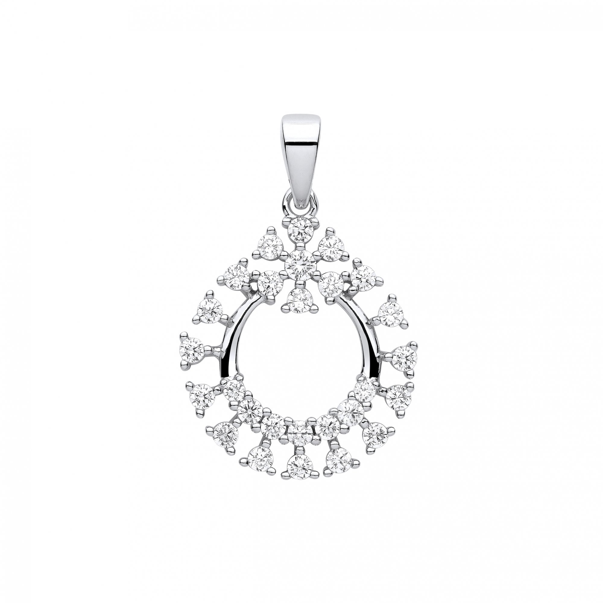 Silver CZ Fancy Circle Pendant