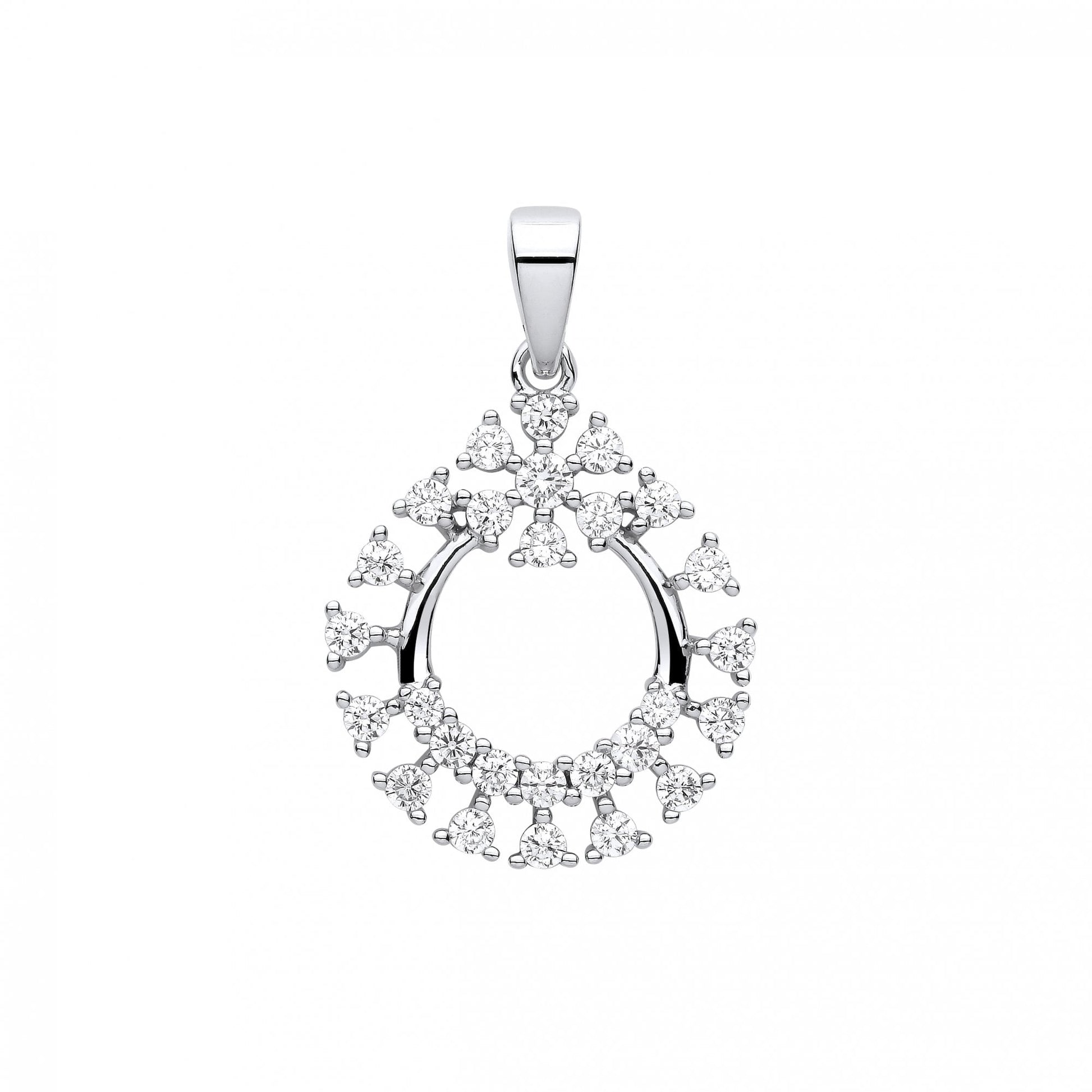 Silver CZ Fancy Circle Pendant