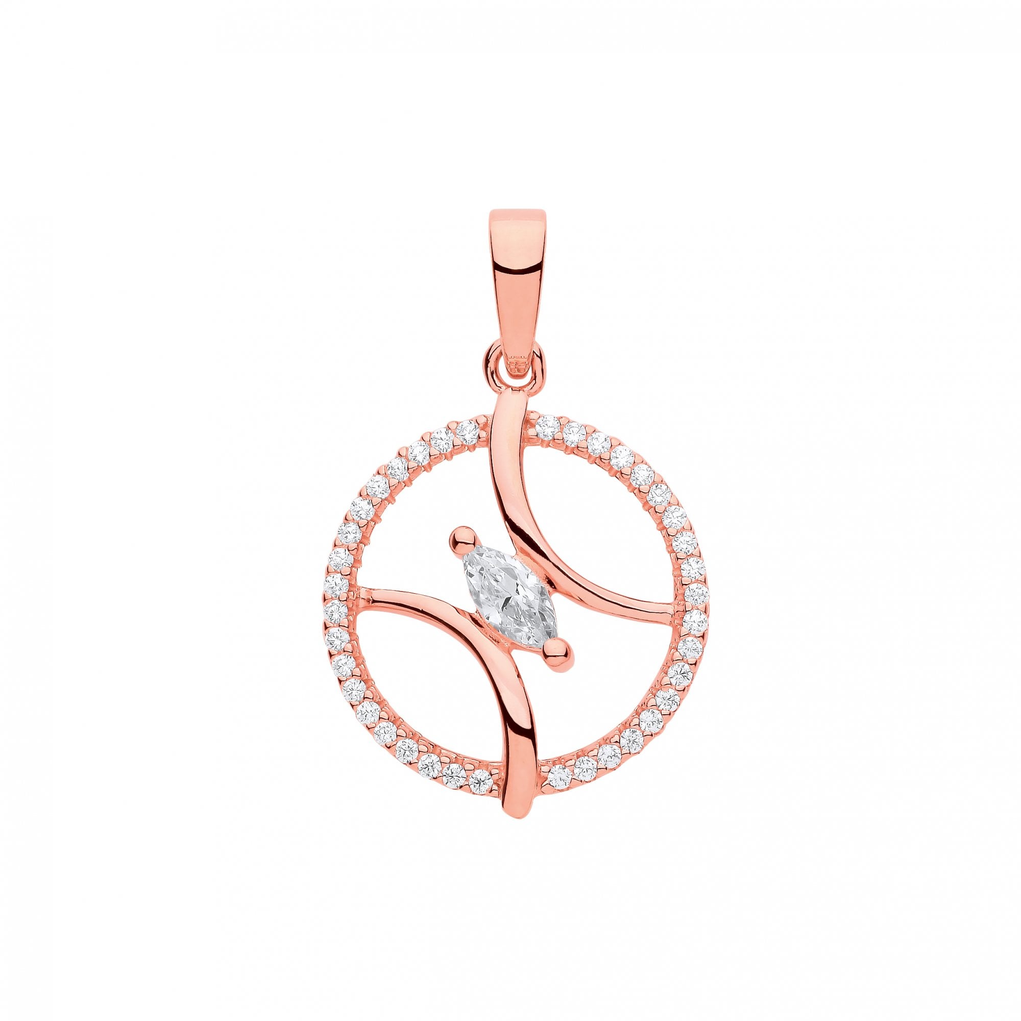 Rose Gold Plated CZ Fancy Circe Pendant