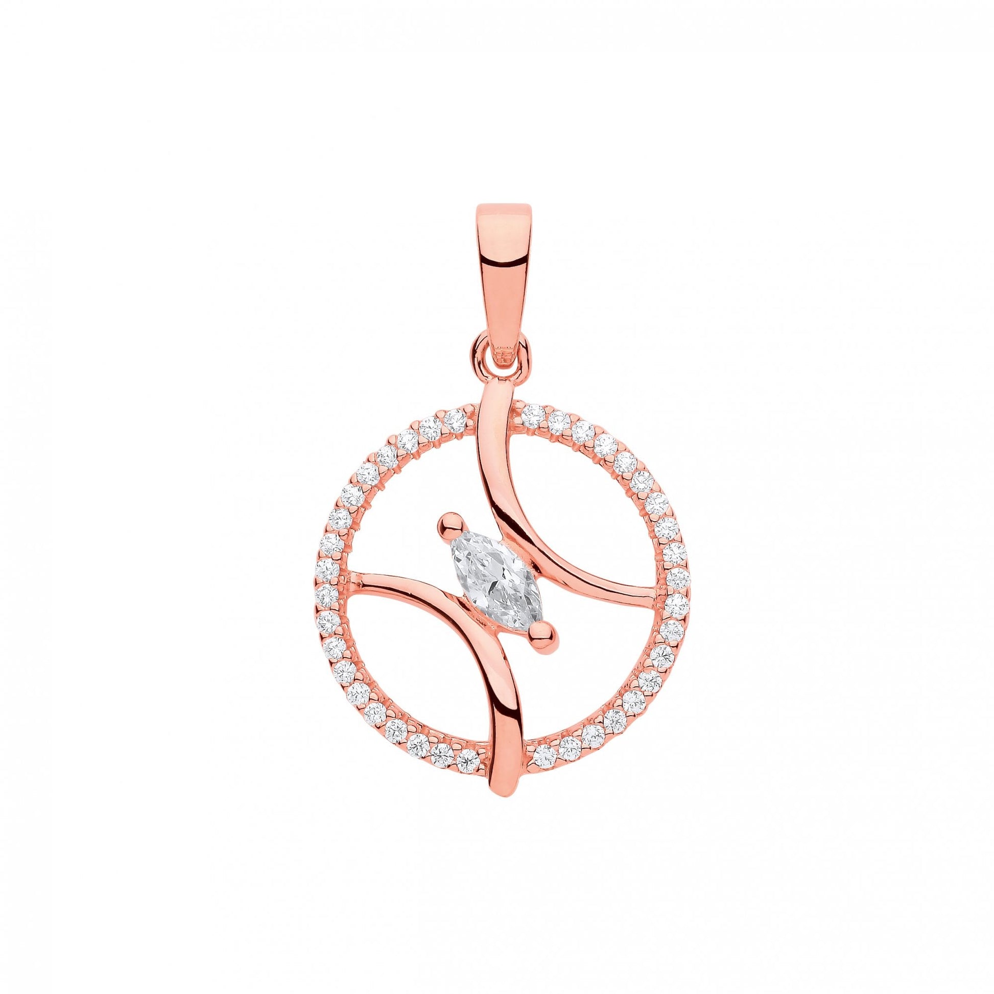 Rose Gold Plated CZ Fancy Circe Pendant
