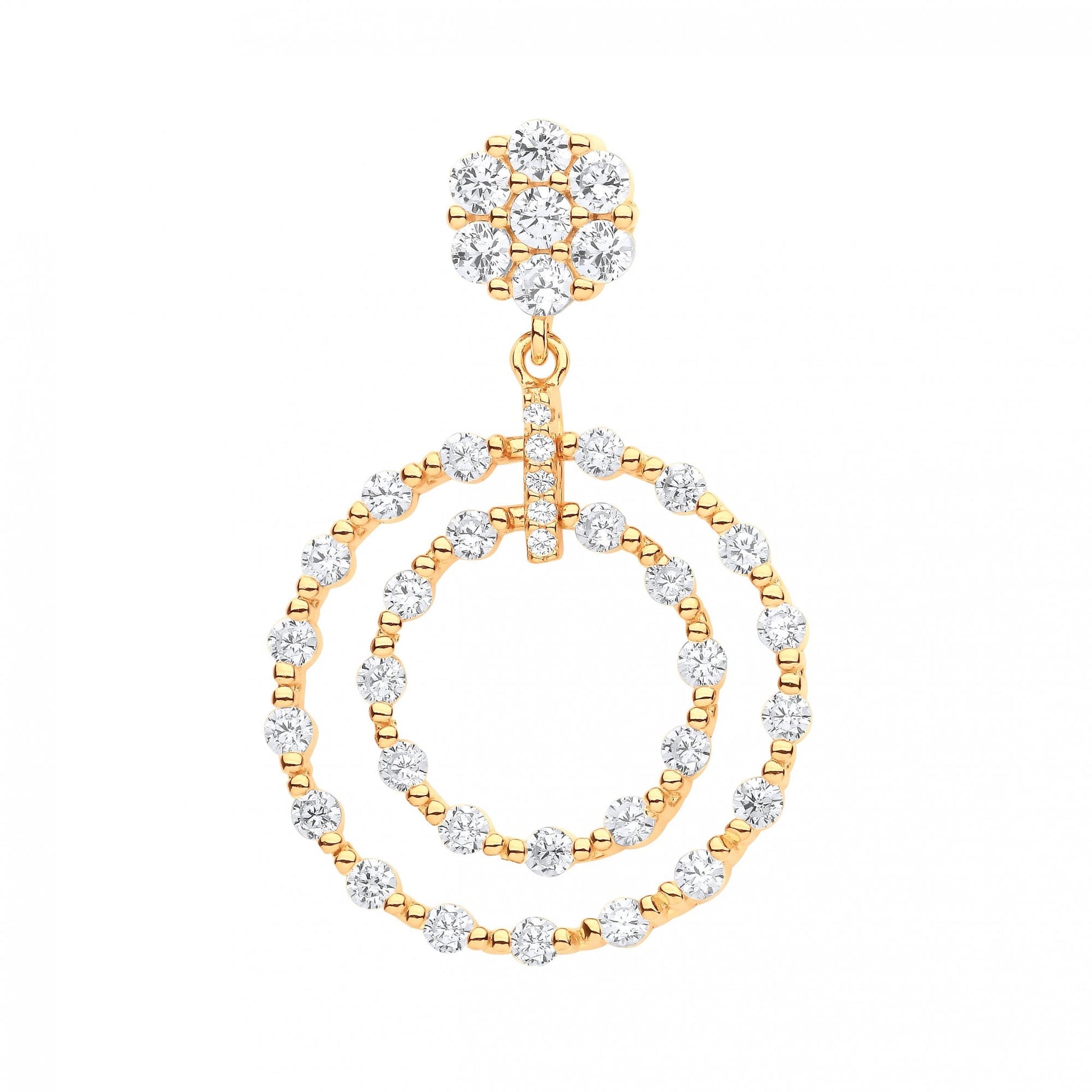Gold Plated Fancy CZ Double Circle Pendant