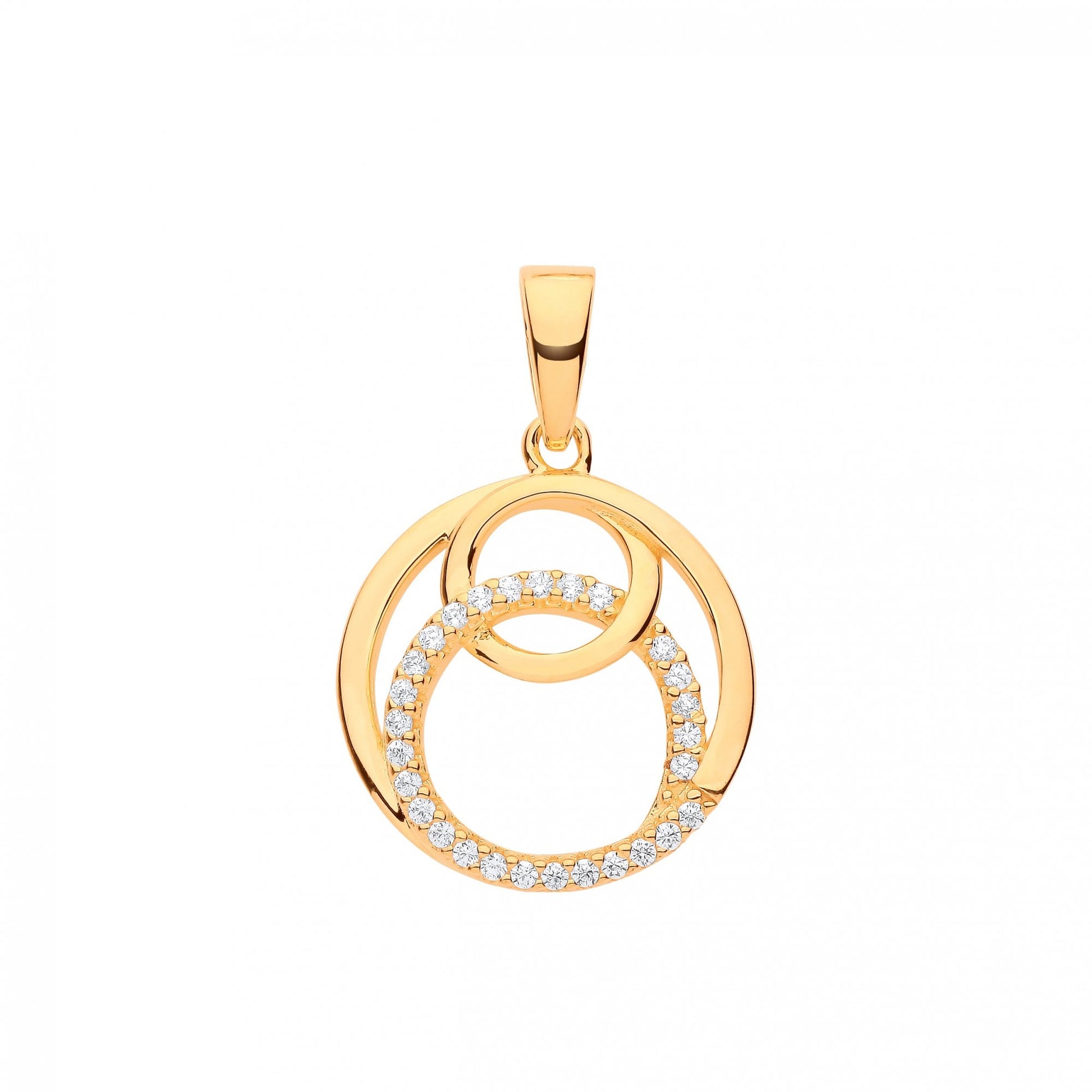 Gold Plated CZ Fancy Triple Circle Pendant
