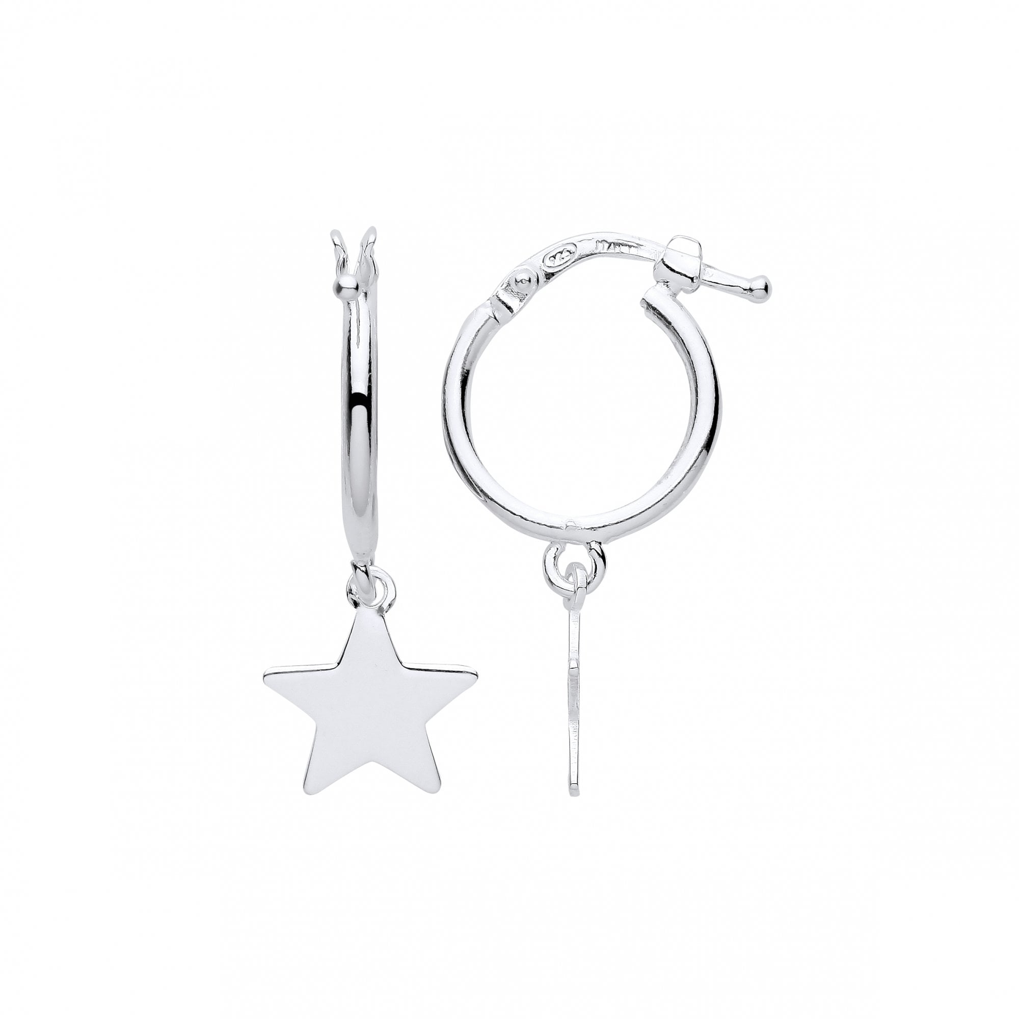Silver Star Hoop Earrings