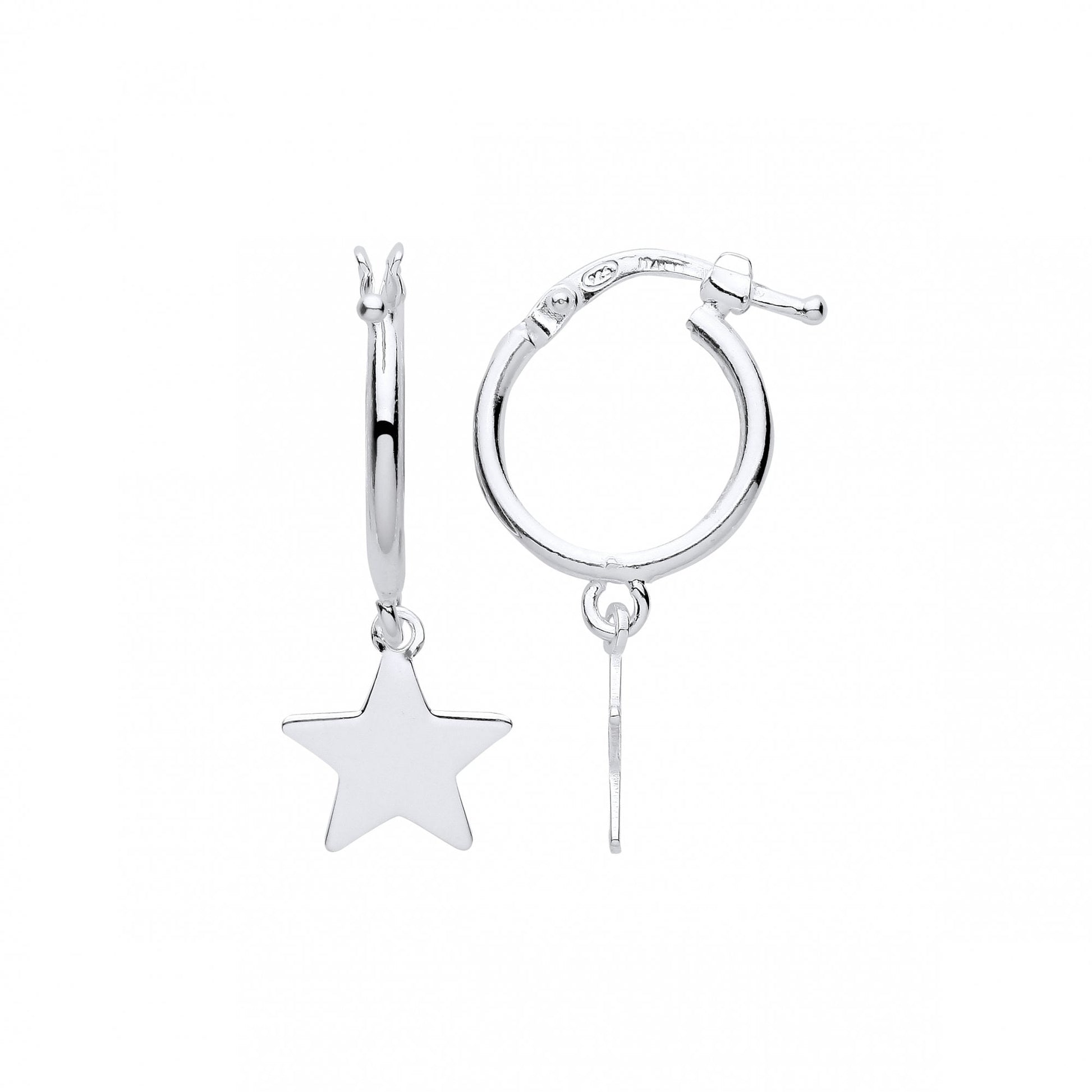 Silver Star Hoop Earrings