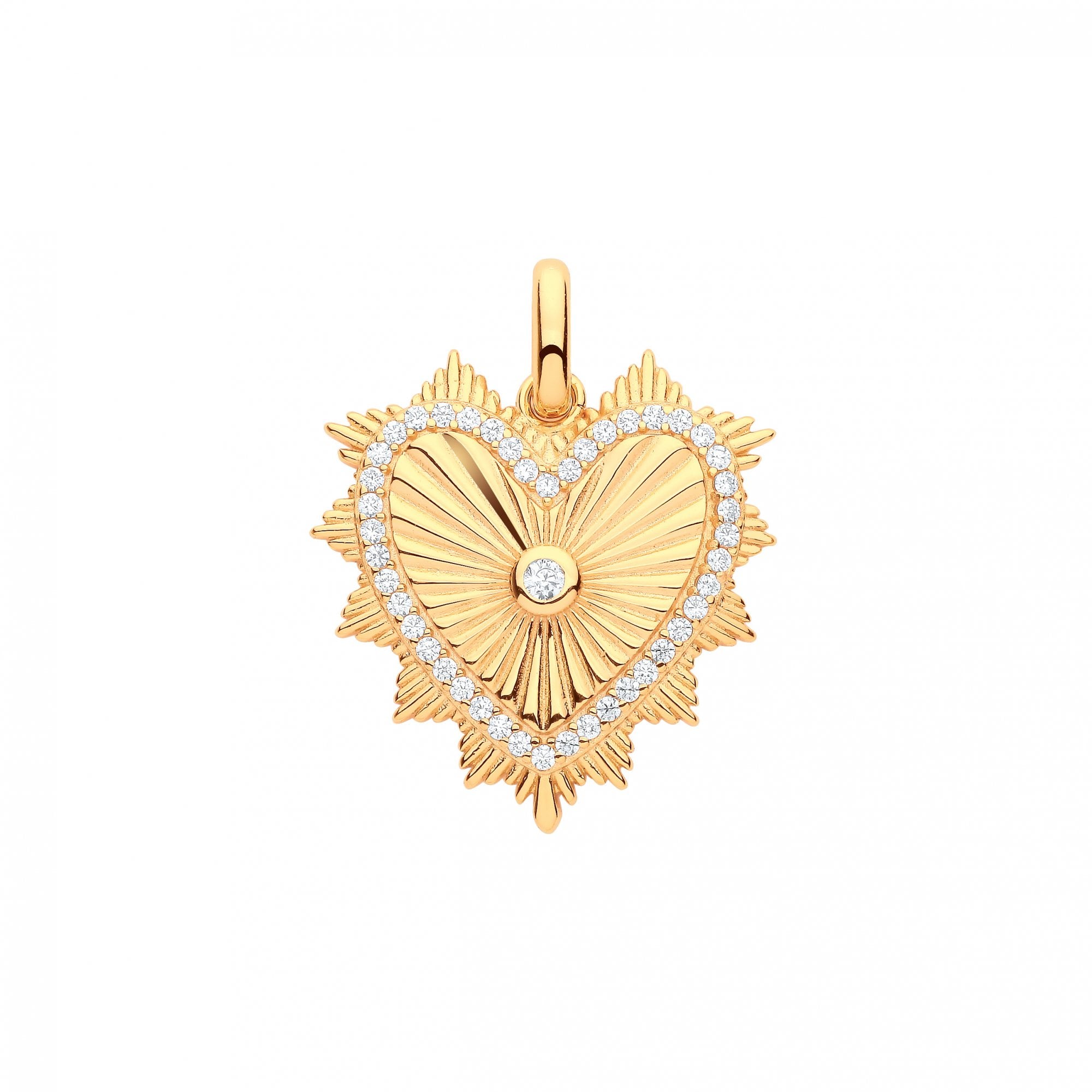 Gold Plated CZ Fancy Heart Pendant