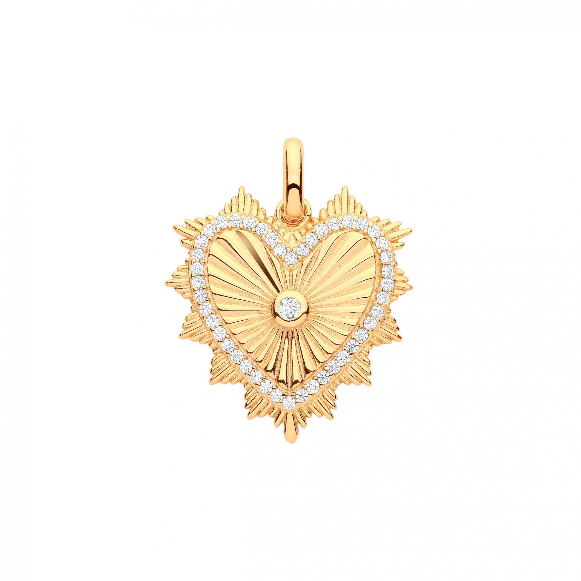 Gold Plated CZ Fancy Heart Pendant