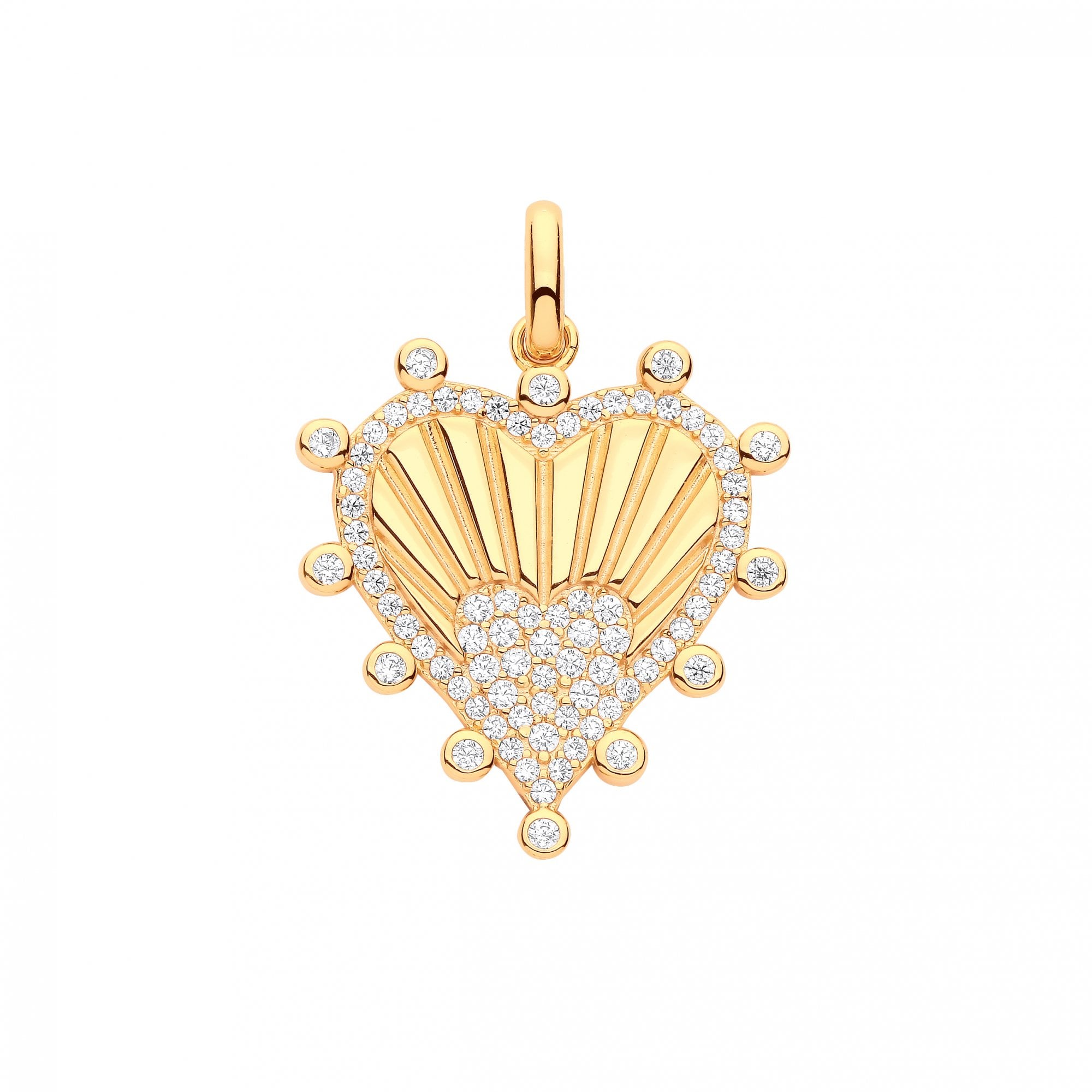 Gold Plated CZ Fancy Heart Pendant