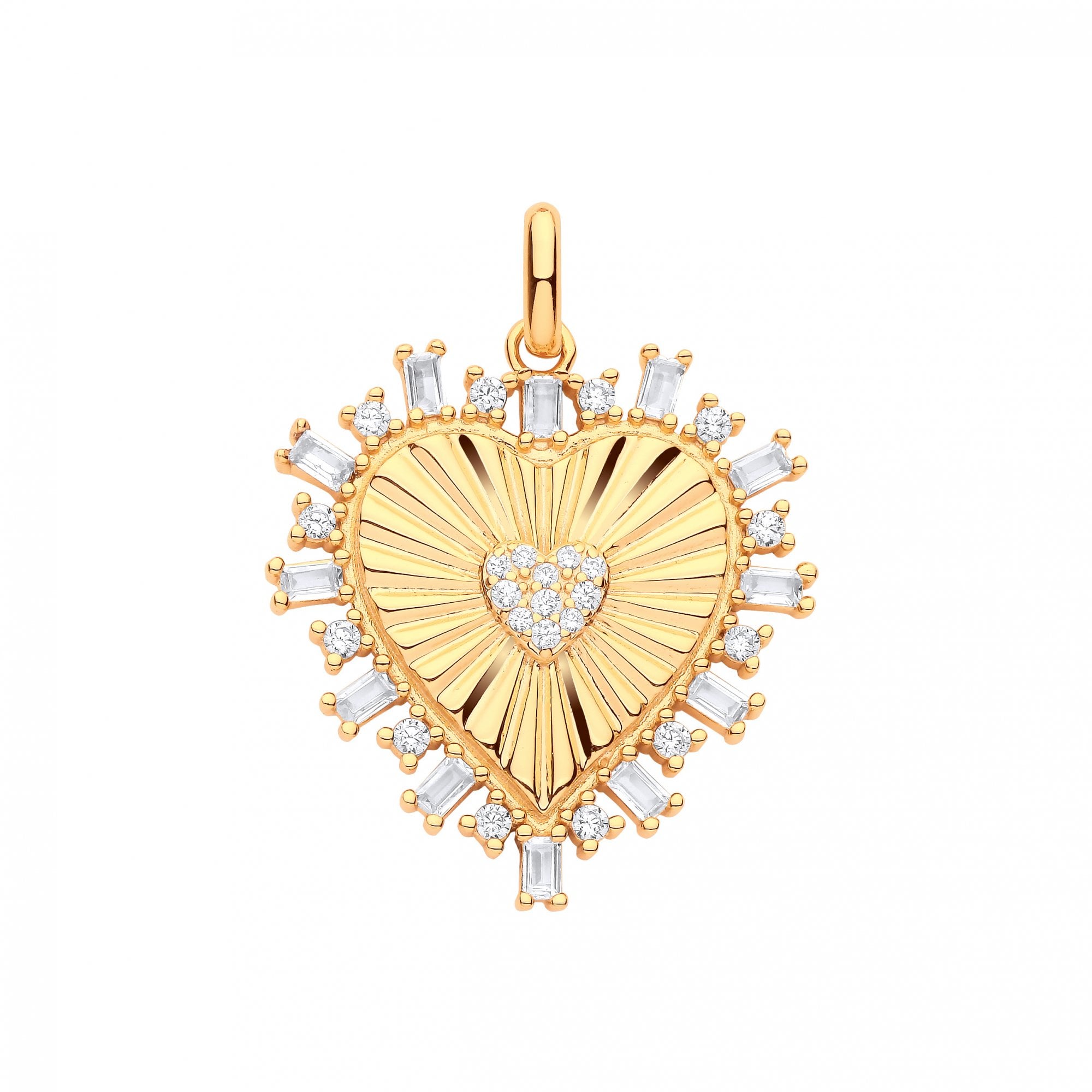 Gold Plated CZ Fancy Heart Pendant