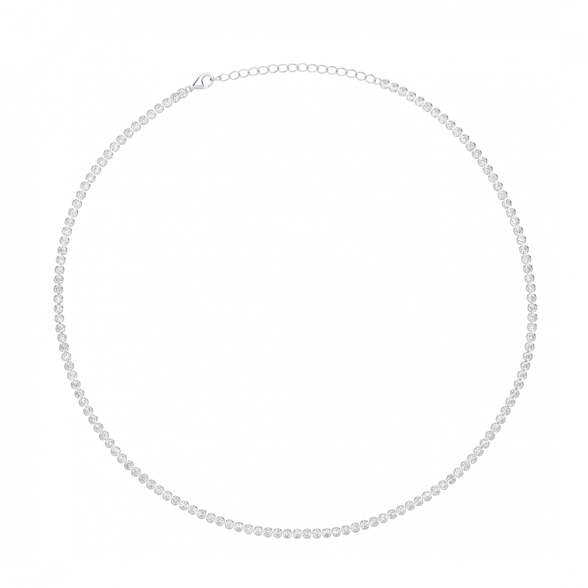 Silver Half-Bezel CZ Ladies Tennis Necklace