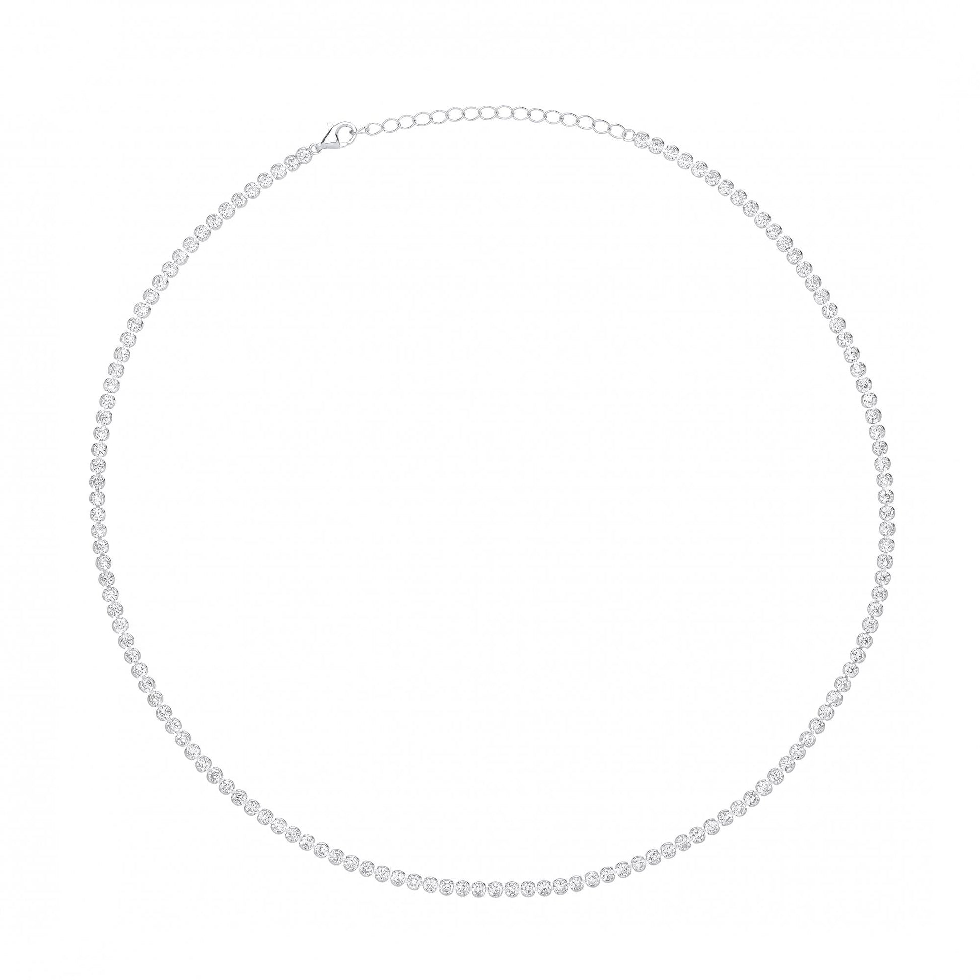 Silver Half-Bezel CZ Ladies Tennis Necklace