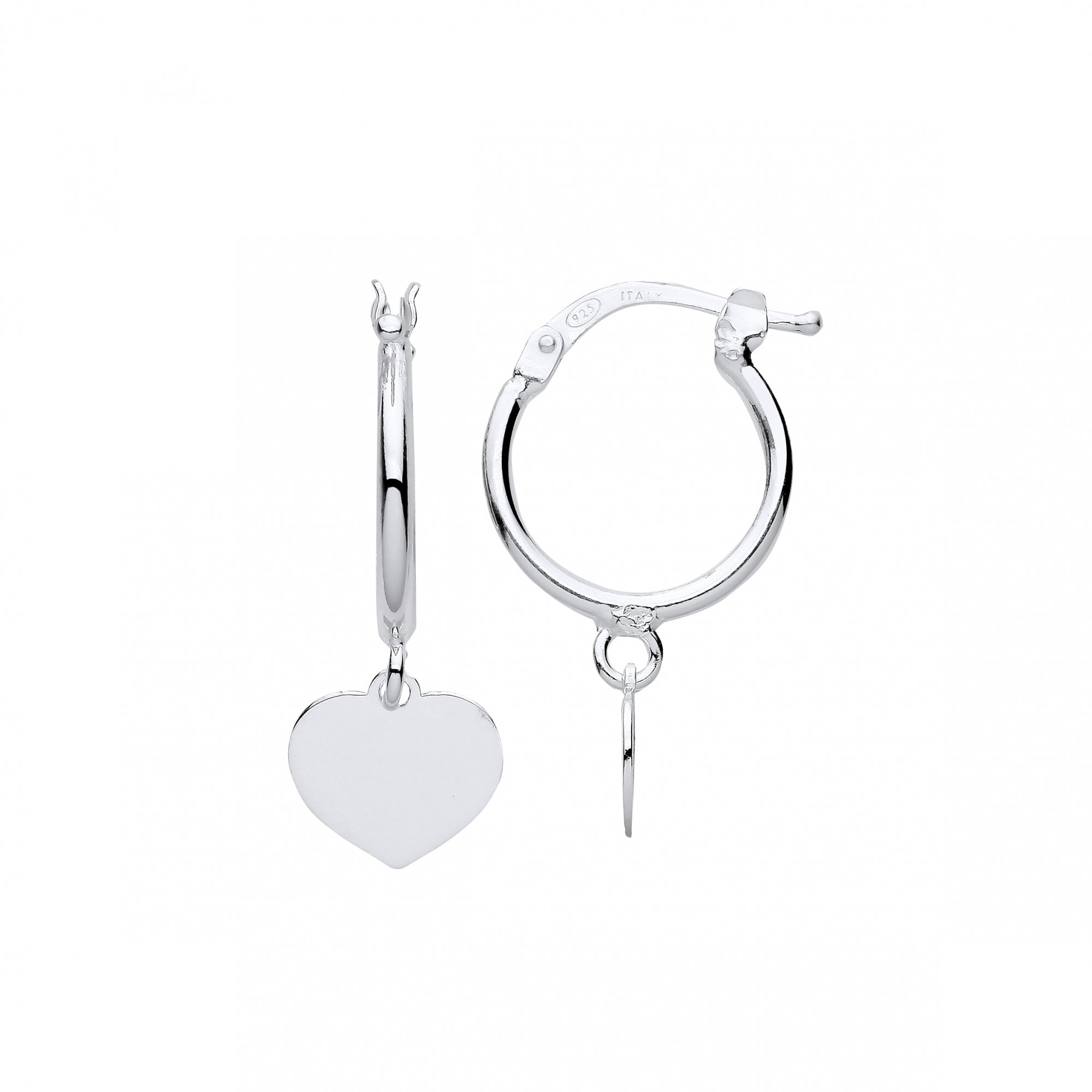 Silver Heart Hoop Earrings