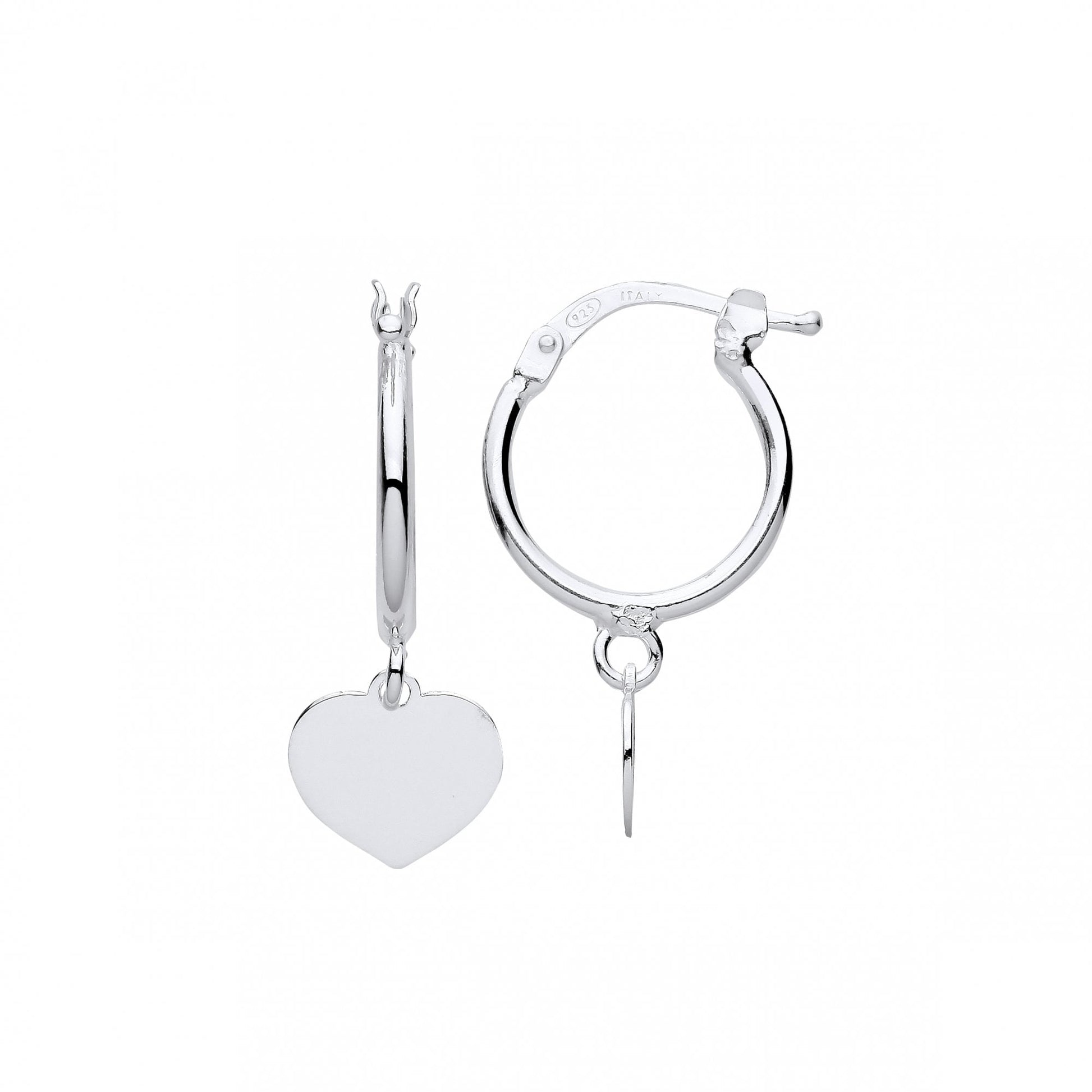 Silver Heart Hoop Earrings