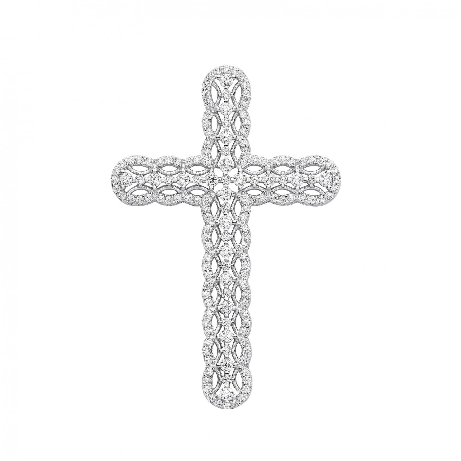 Silver CZ Fancy Cross Pendant