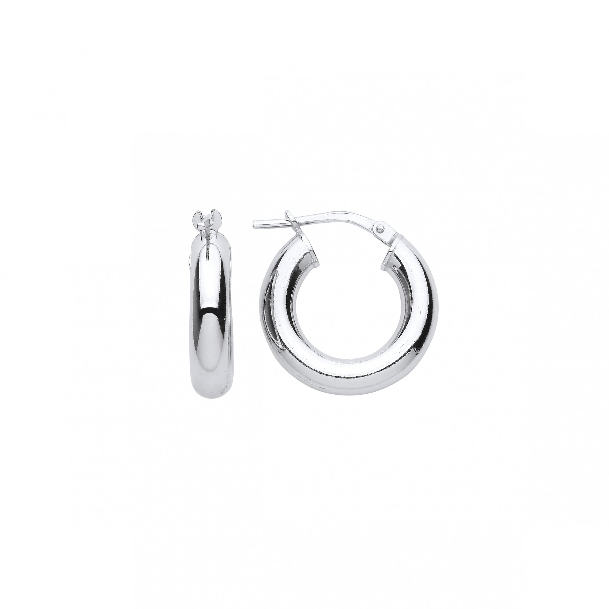 Silver Platinum Plate 10mm Tube Round Hoop Earrings