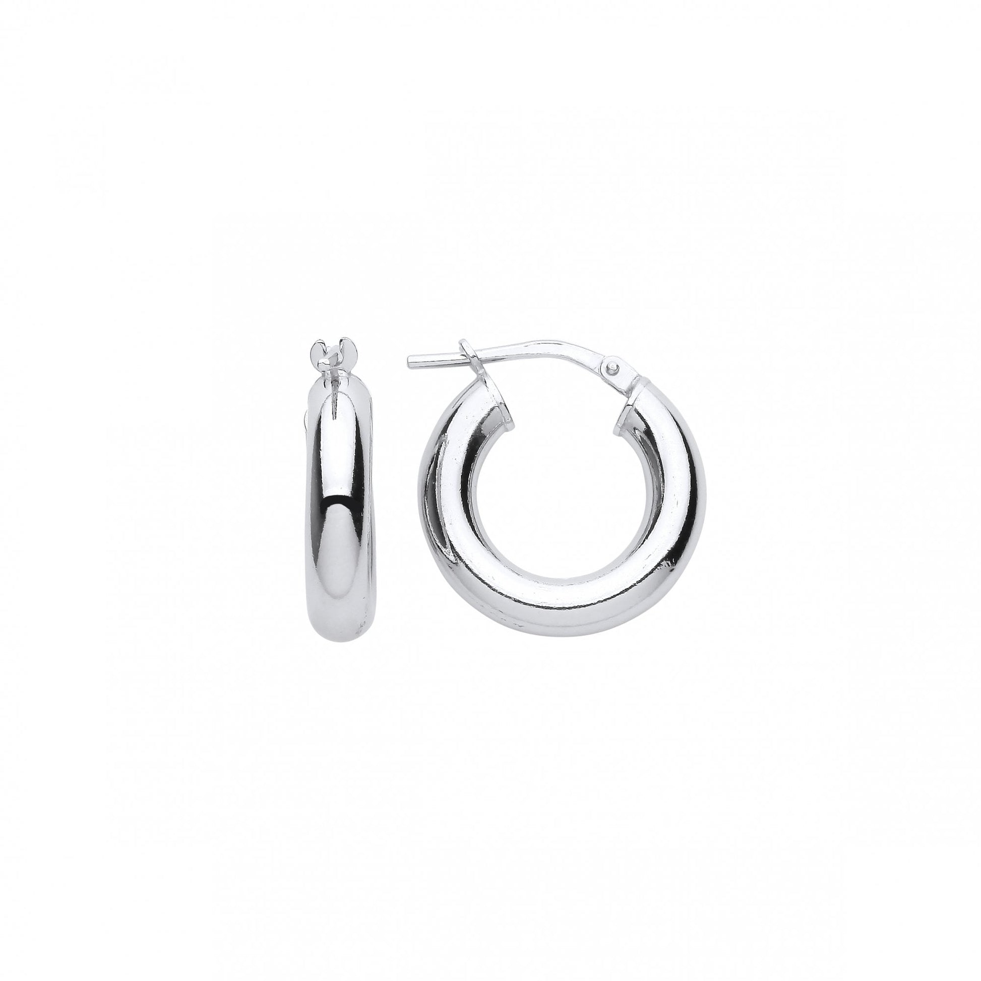 Silver Platinum Plate 10mm Tube Round Hoop Earrings