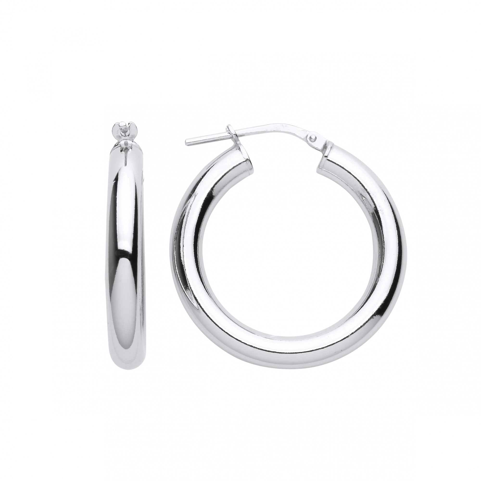 Silver Platinum Plate 20mm Tube Round Hoop Earrings