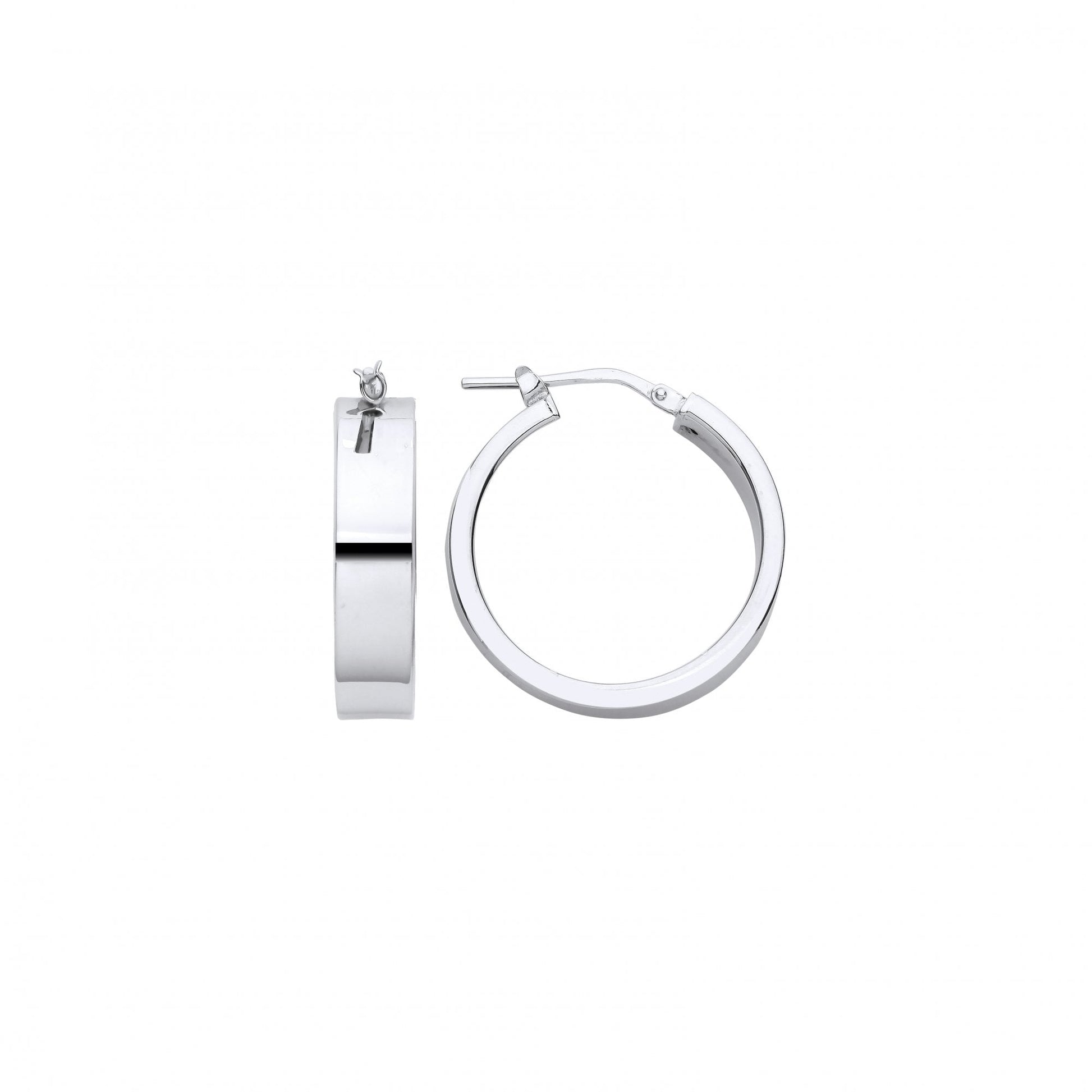 Silver Platinum Plate Squared Flat 20mm Hoop Earrings