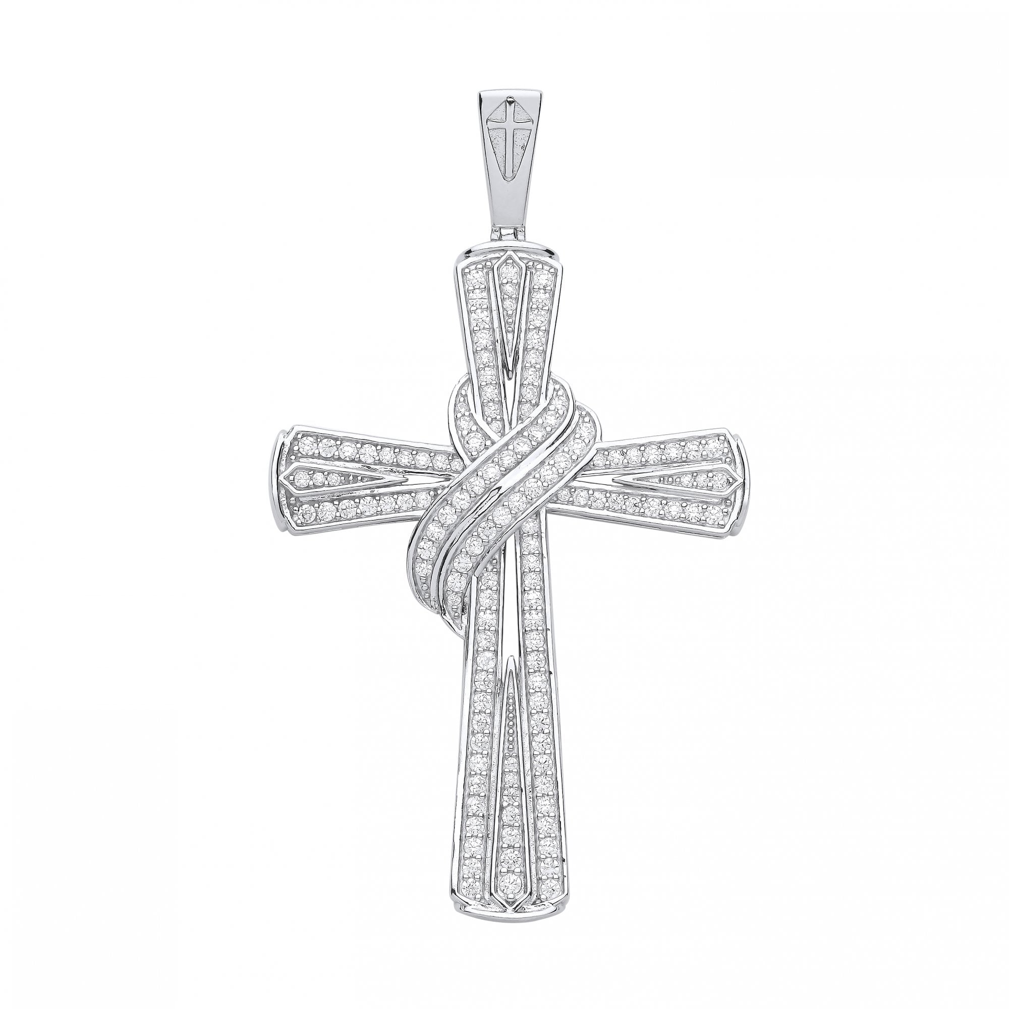 Silver CZ Fancy Cross Pendant