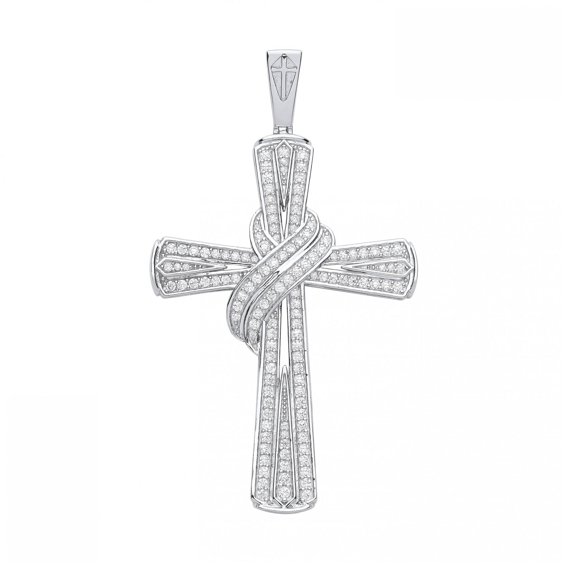 Silver CZ Fancy Cross Pendant