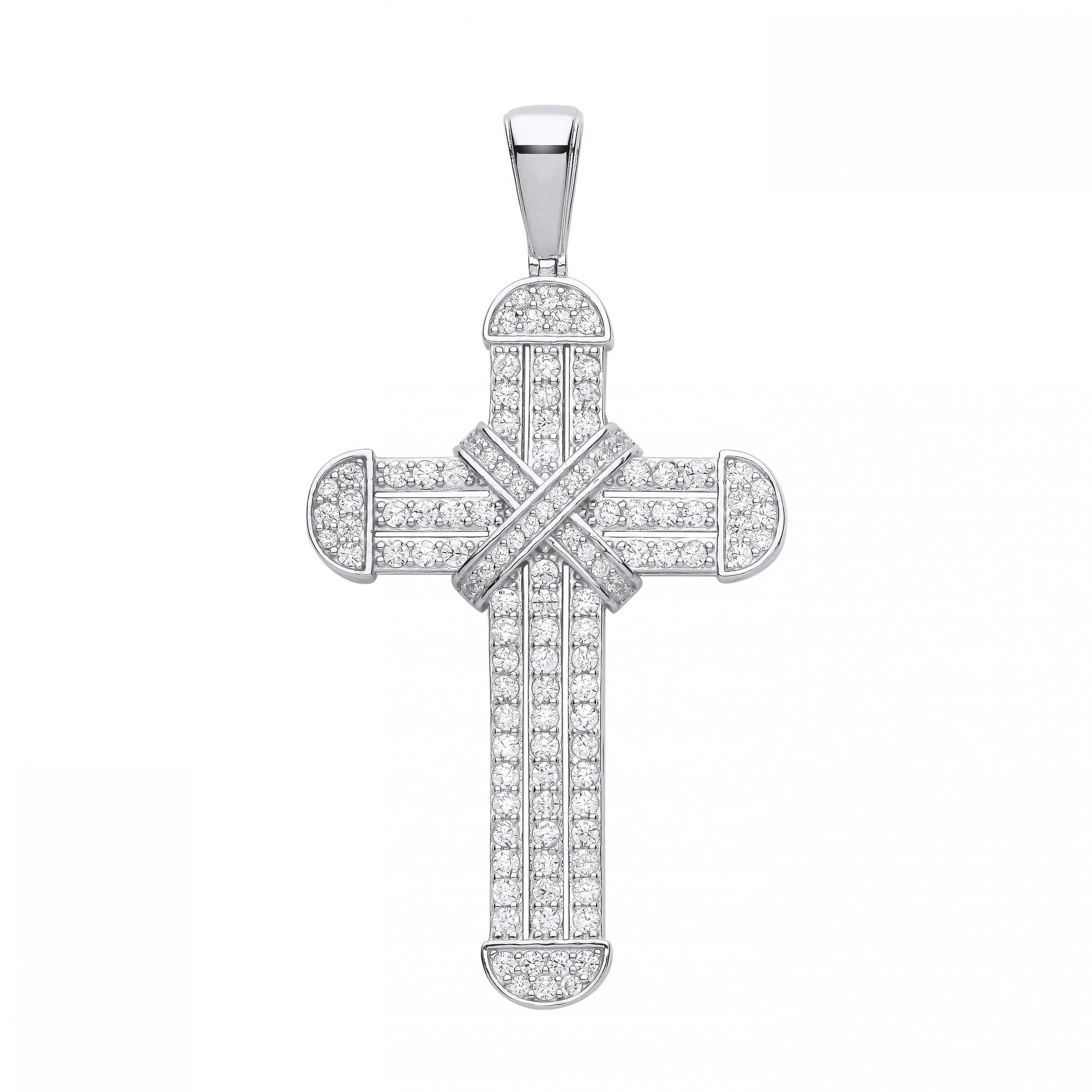 Silver CZ Fancy Cross Pendant