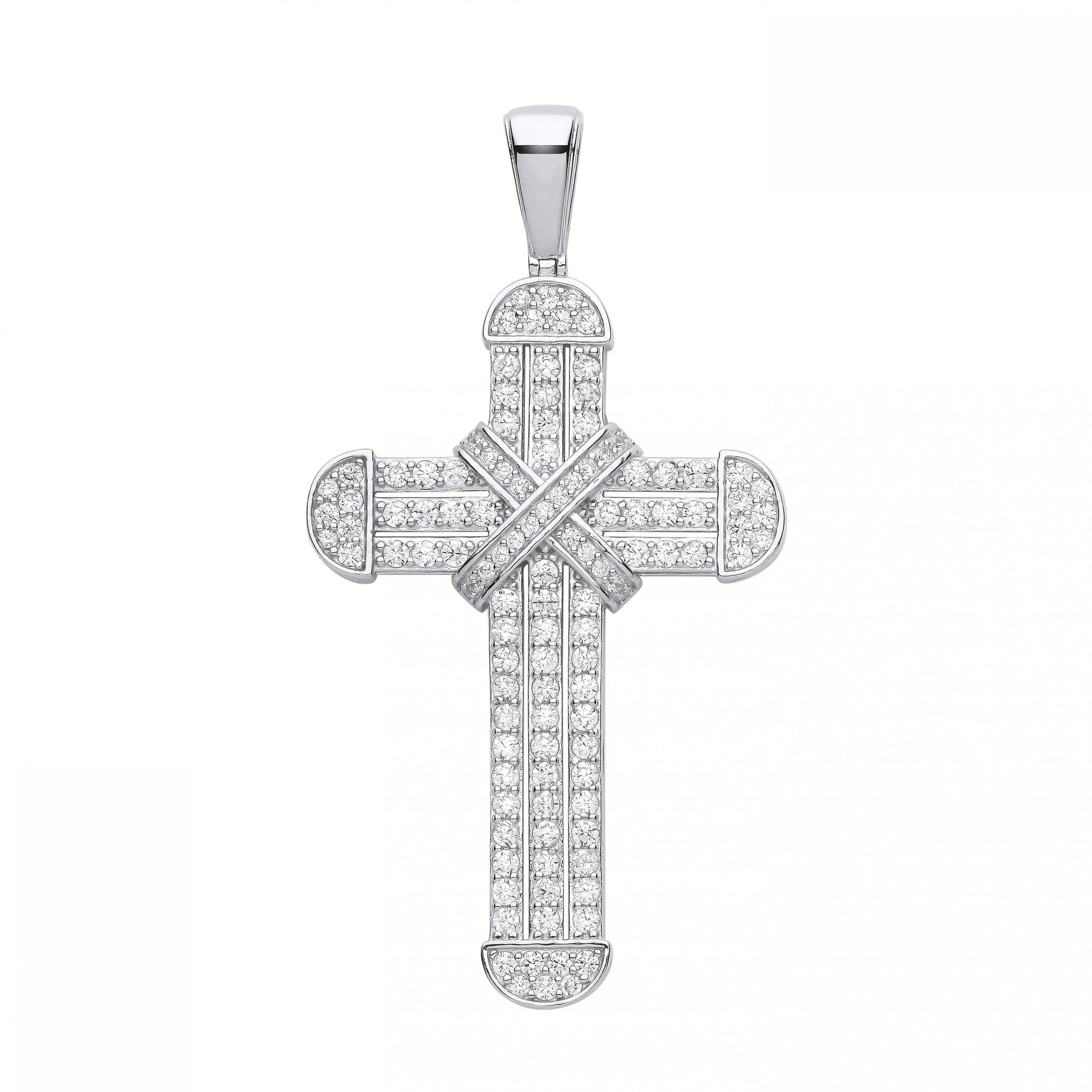 Silver CZ Fancy Cross Pendant