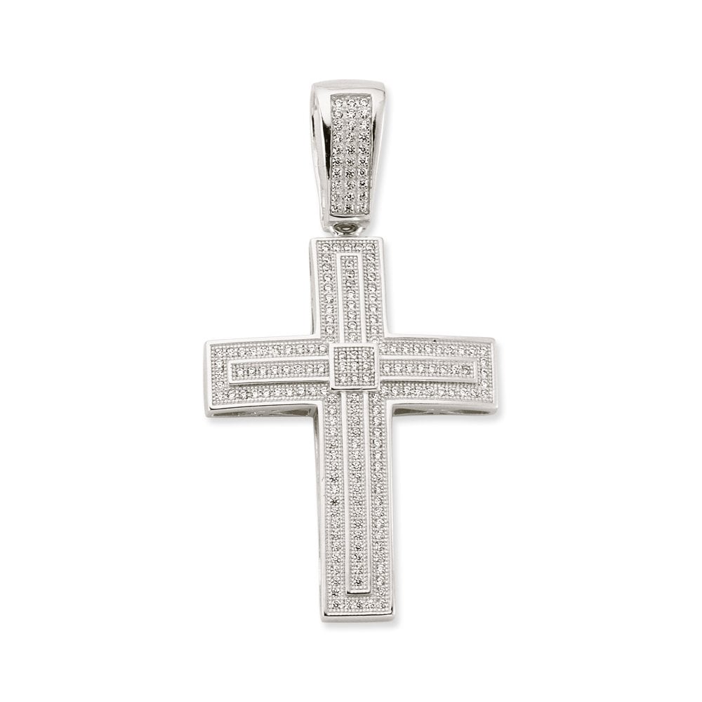Silver CZ Fancy Cross Pendant