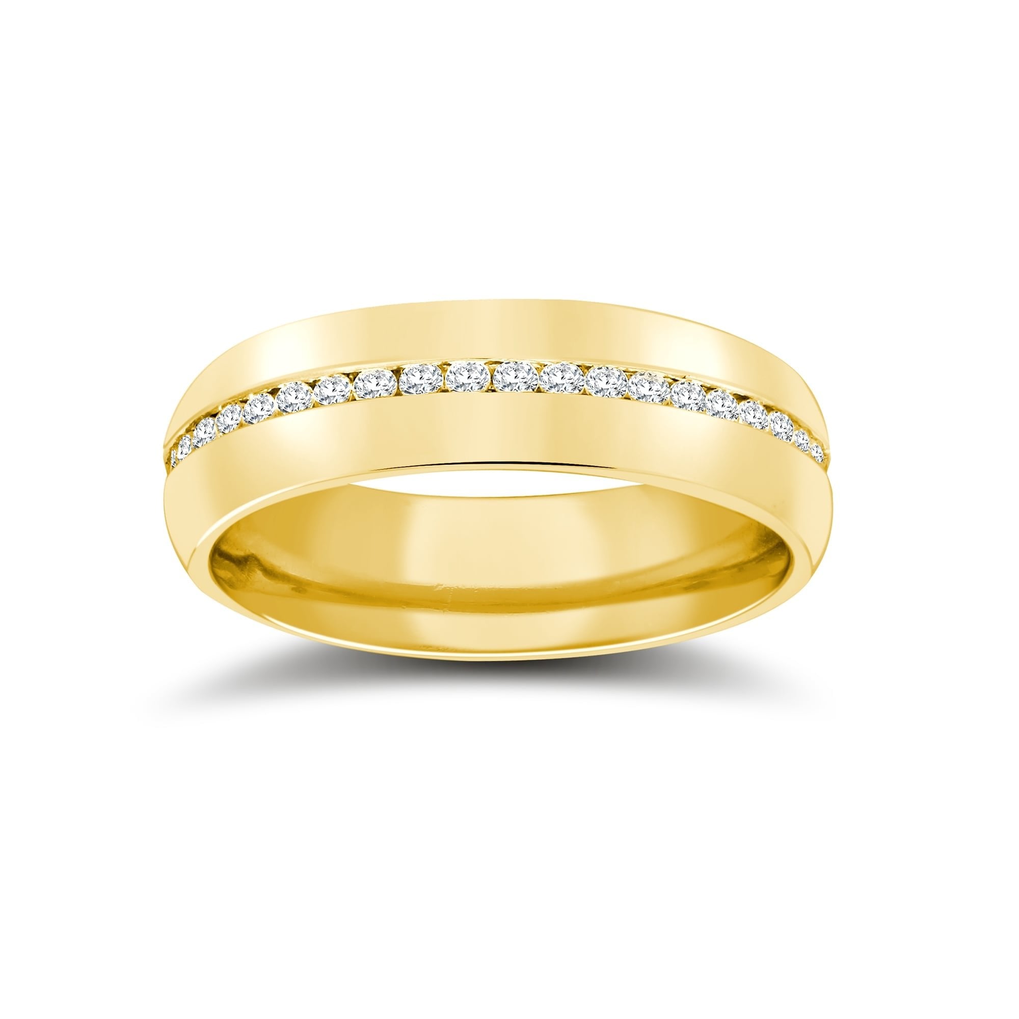 18ct Gold Yellow 4mm Diamond 60pts Rubover set Wedding Ring