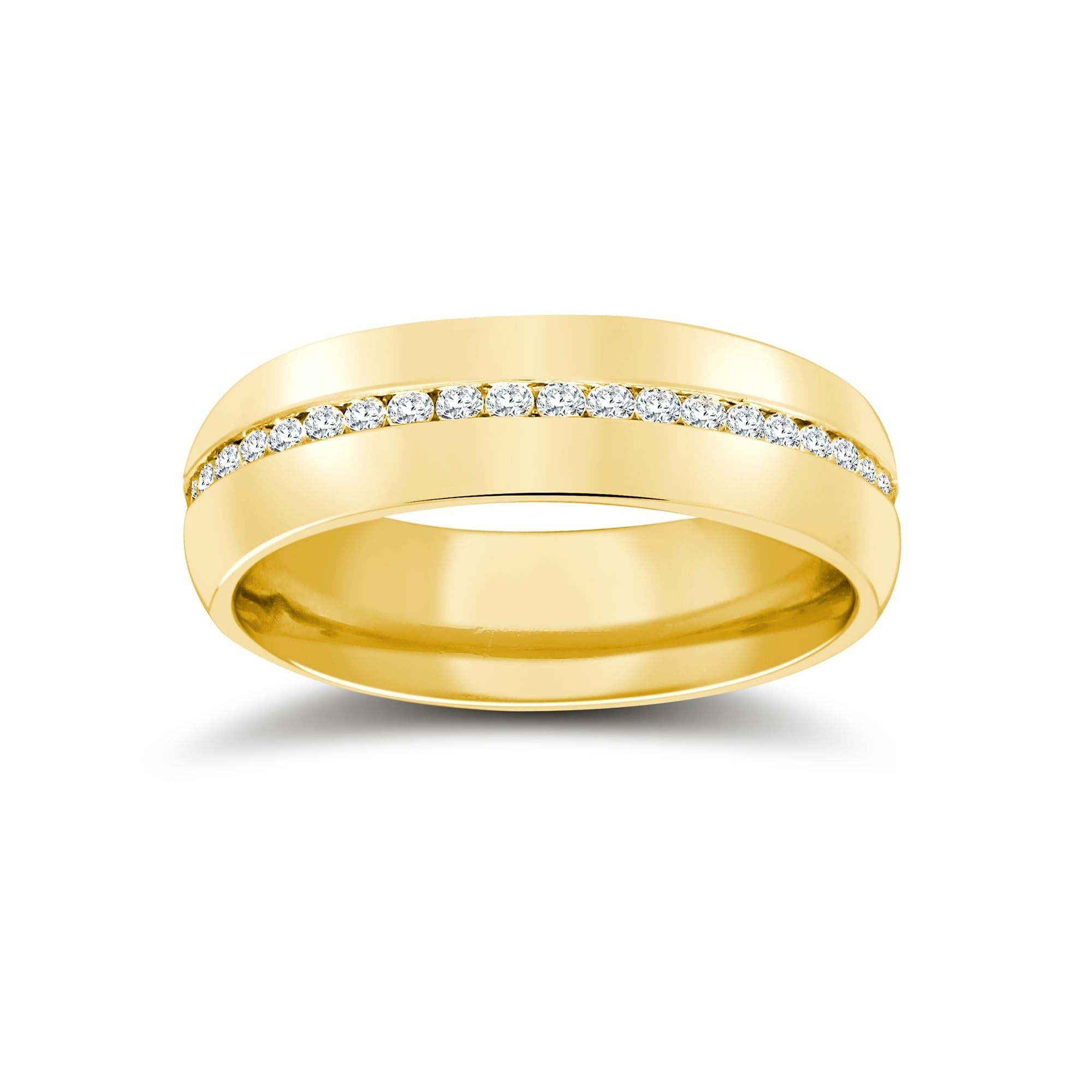 18ct Gold Yellow 5mm Diamond 60pts Rubover set Wedding Ring