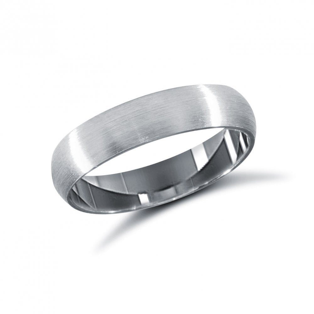 9ct White Gold 4mm Classic Court Profile Satin Wedding Ring
