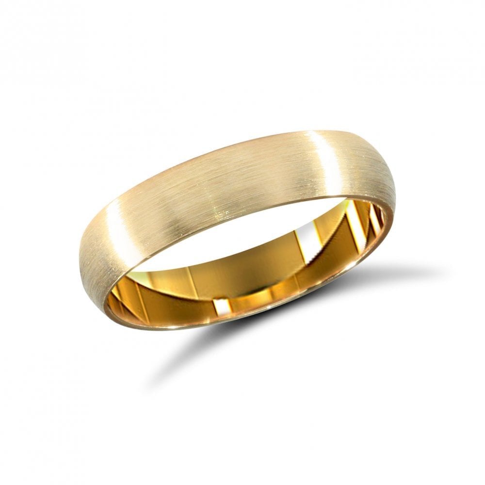 9ct Yellow Gold 4mm Classic Court Profile Satin Wedding Ring
