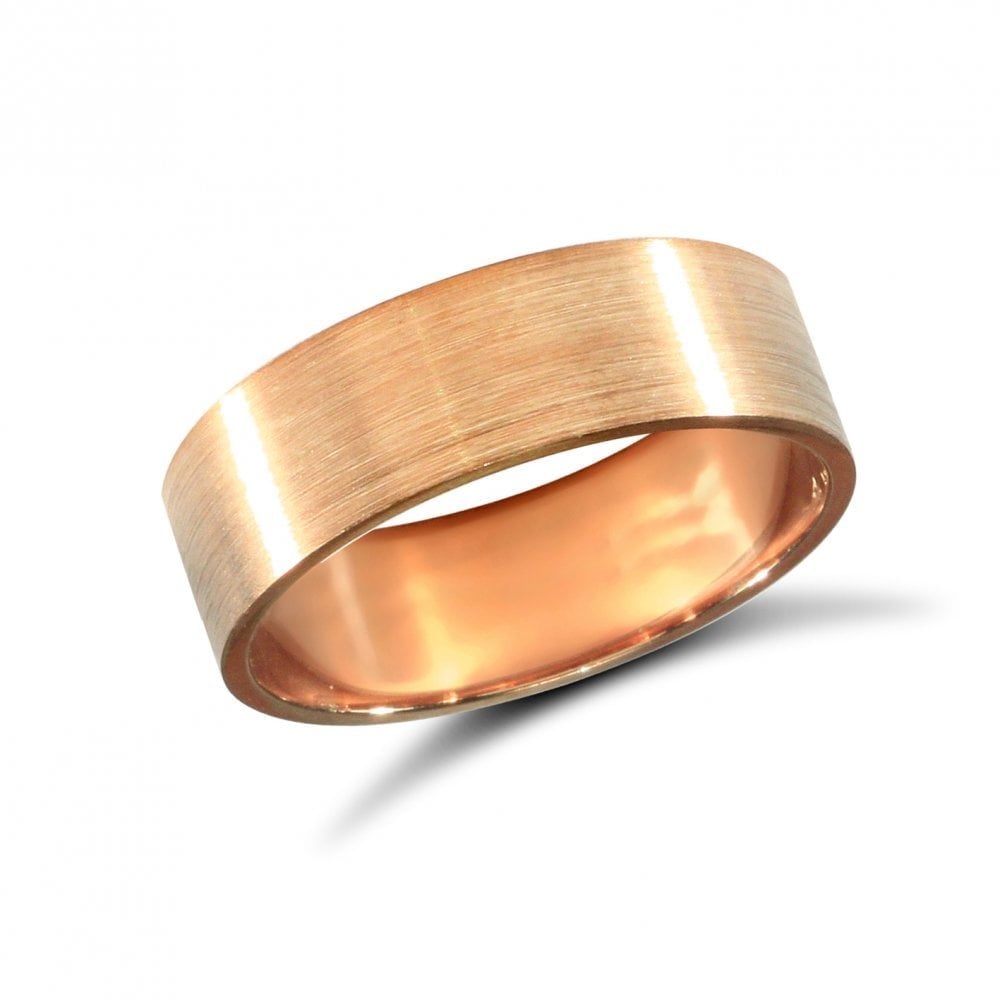 18ct Rose Gold 6mm Classic Flat Court Profile Satin Wedding Ring
