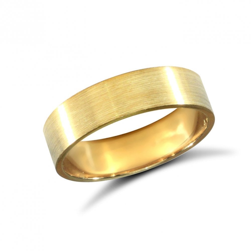 18ct Yellow Gold 5mm Classic Flat Court Profile Satin Wedding Ring