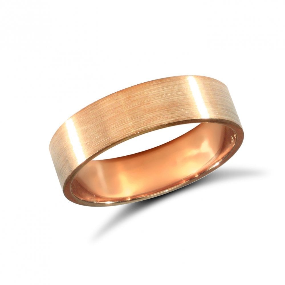 9ct Rose Gold 5mm Classic Flat Court Profile Satin Wedding Ring