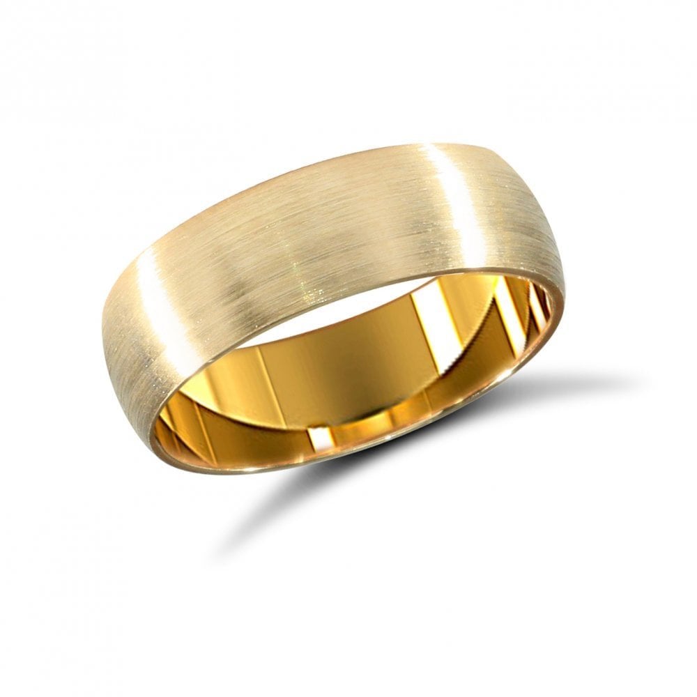 18ct Yellow Gold 6mm Premium Weight D-Shape Profile Satin Wedding Ring