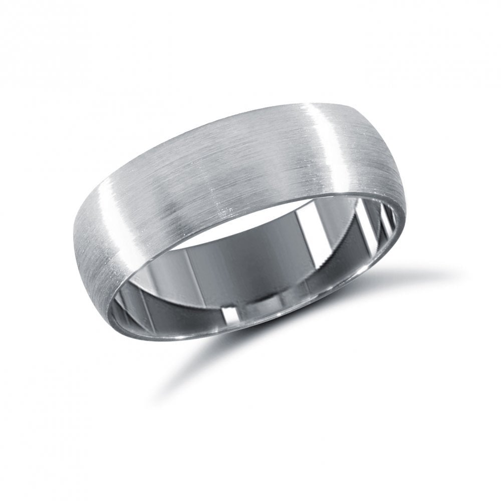 Platinum 6mm Premium Weight D-Shape Profile Satin Wedding Ring