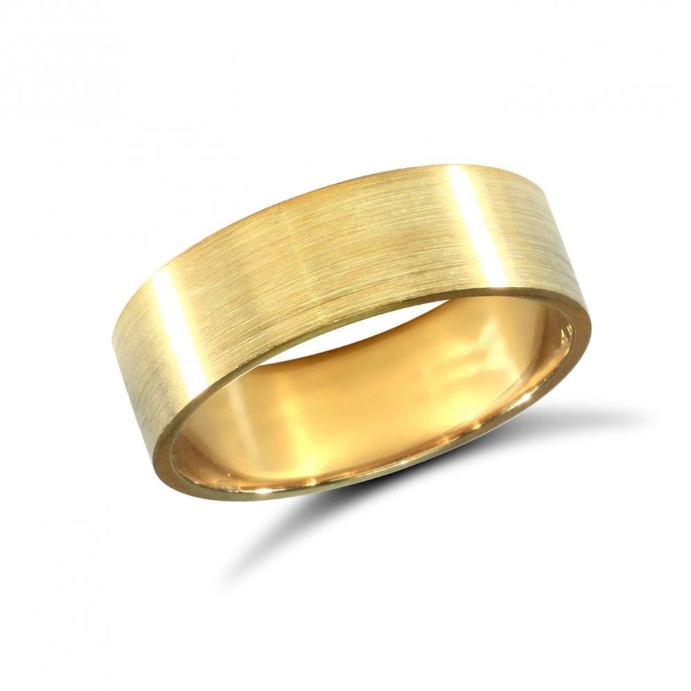 18ct Yellow Gold 6mm Premium Weight Flat Court Profile Satin Wedding Ring