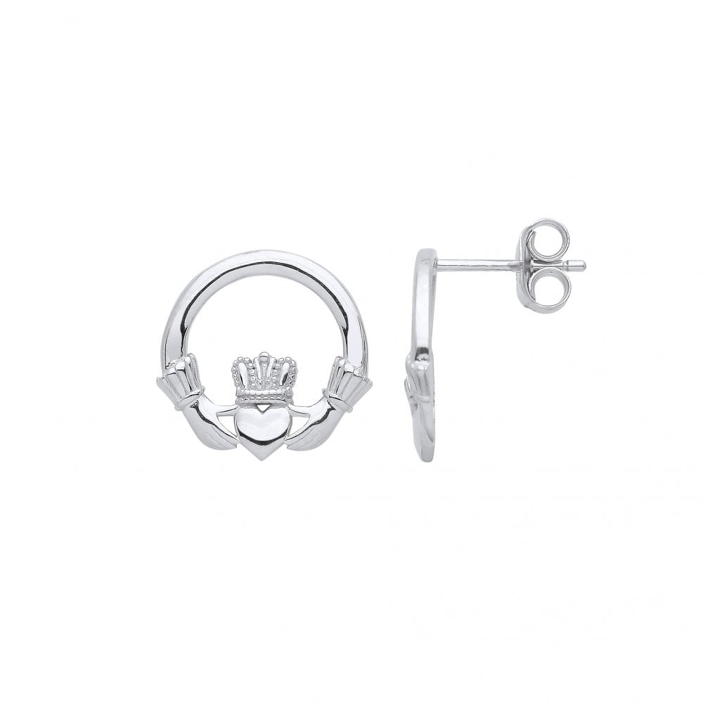 Silver Claddagh Stud Earrings