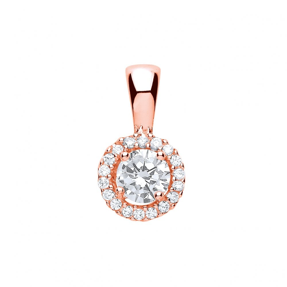 Rose Gold Plated CZ Clear Centre Cluster Pendant