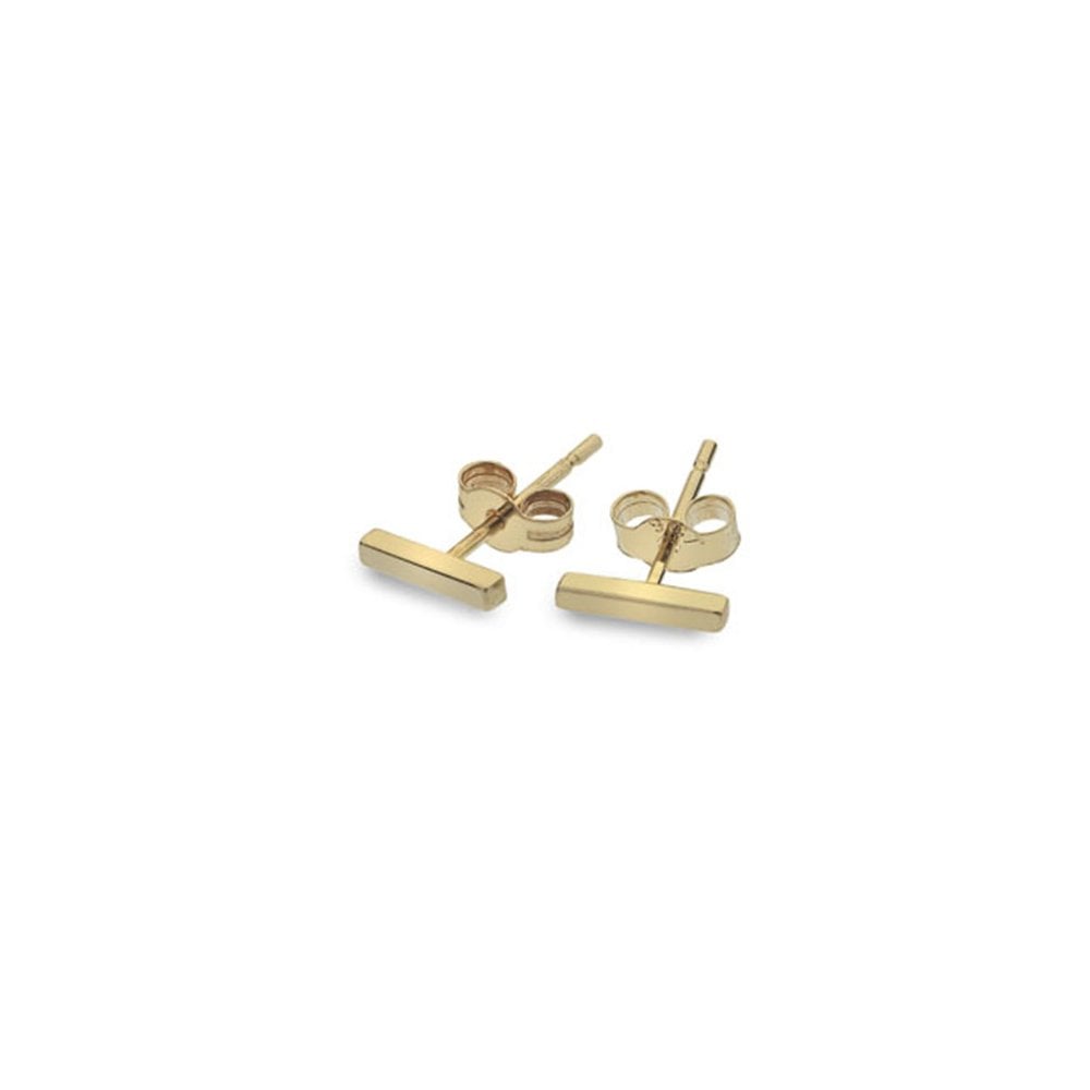 9ct Yellow Plain Square Bar Studs