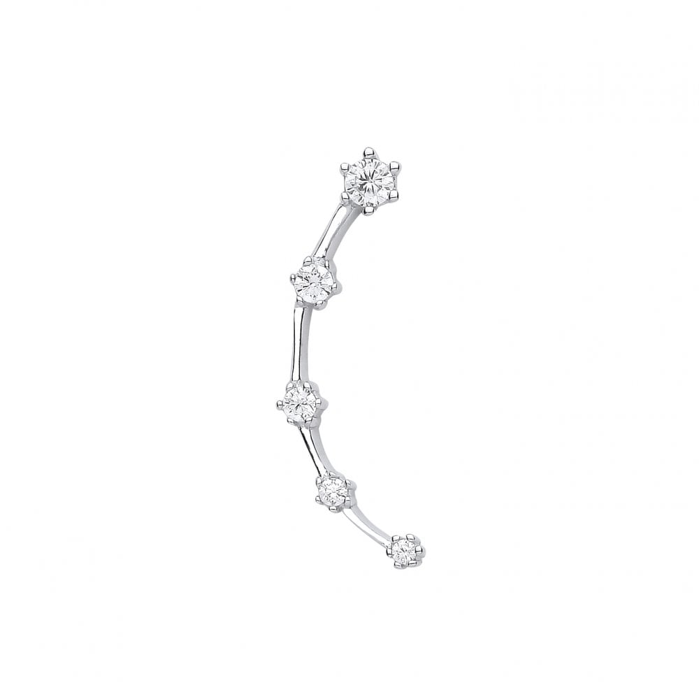 Silver CZ Fancy Cuff Stud Earrings